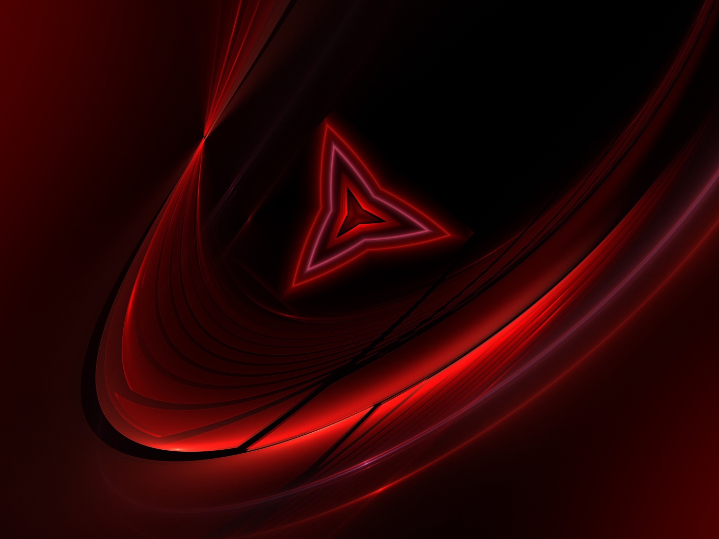 Трехгранный абстрактный  символ на красном фоне 