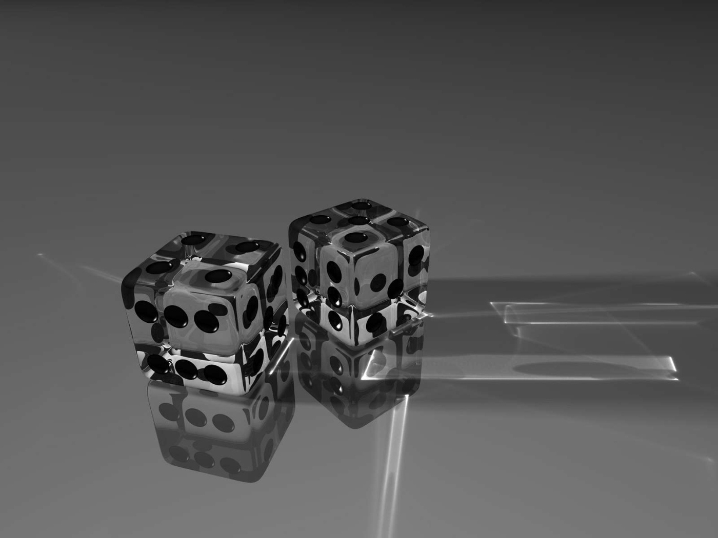 Два стеклянных кубика на сером фоне 3д графика