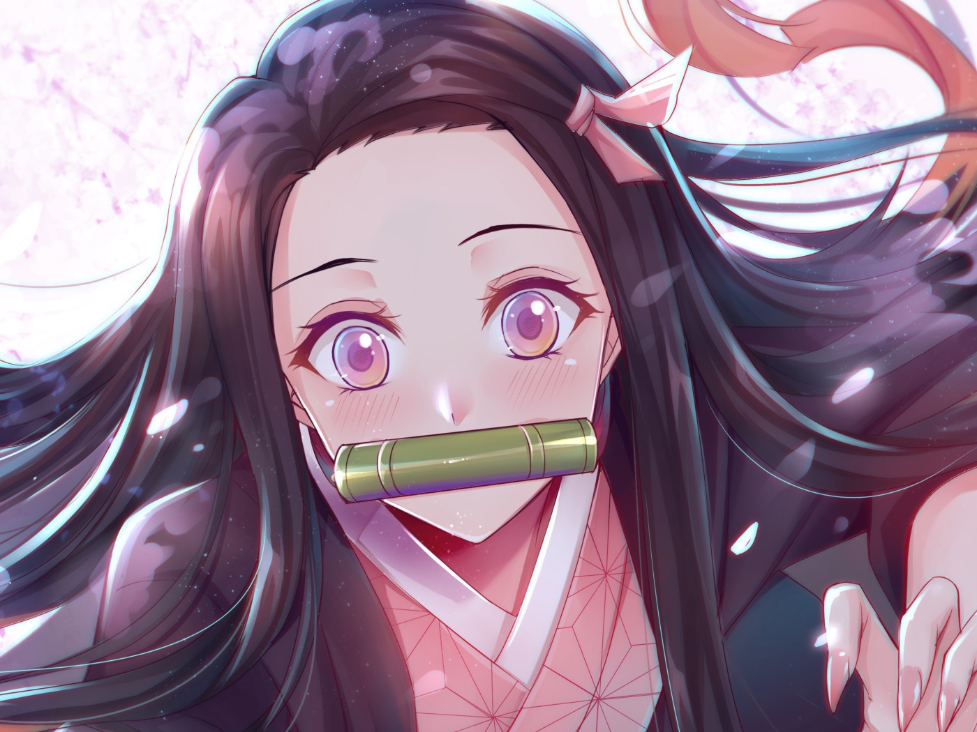Anime girl with a harmonica in her mouth