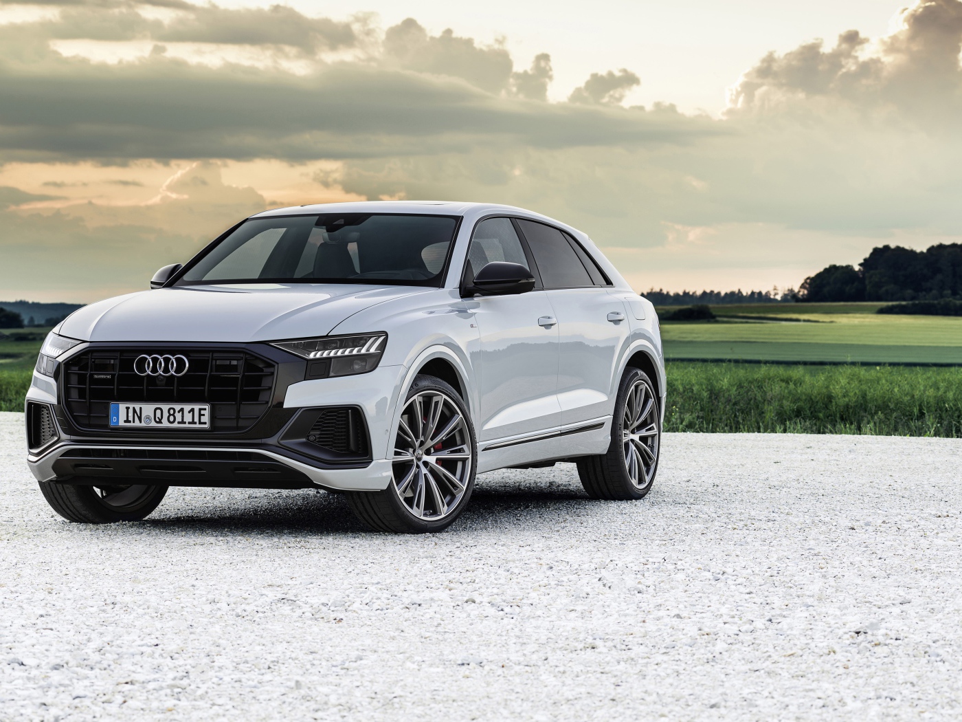 Автомобиль Audi Q8 60 TFSI E Quattro S Line 2020 года на фоне неба