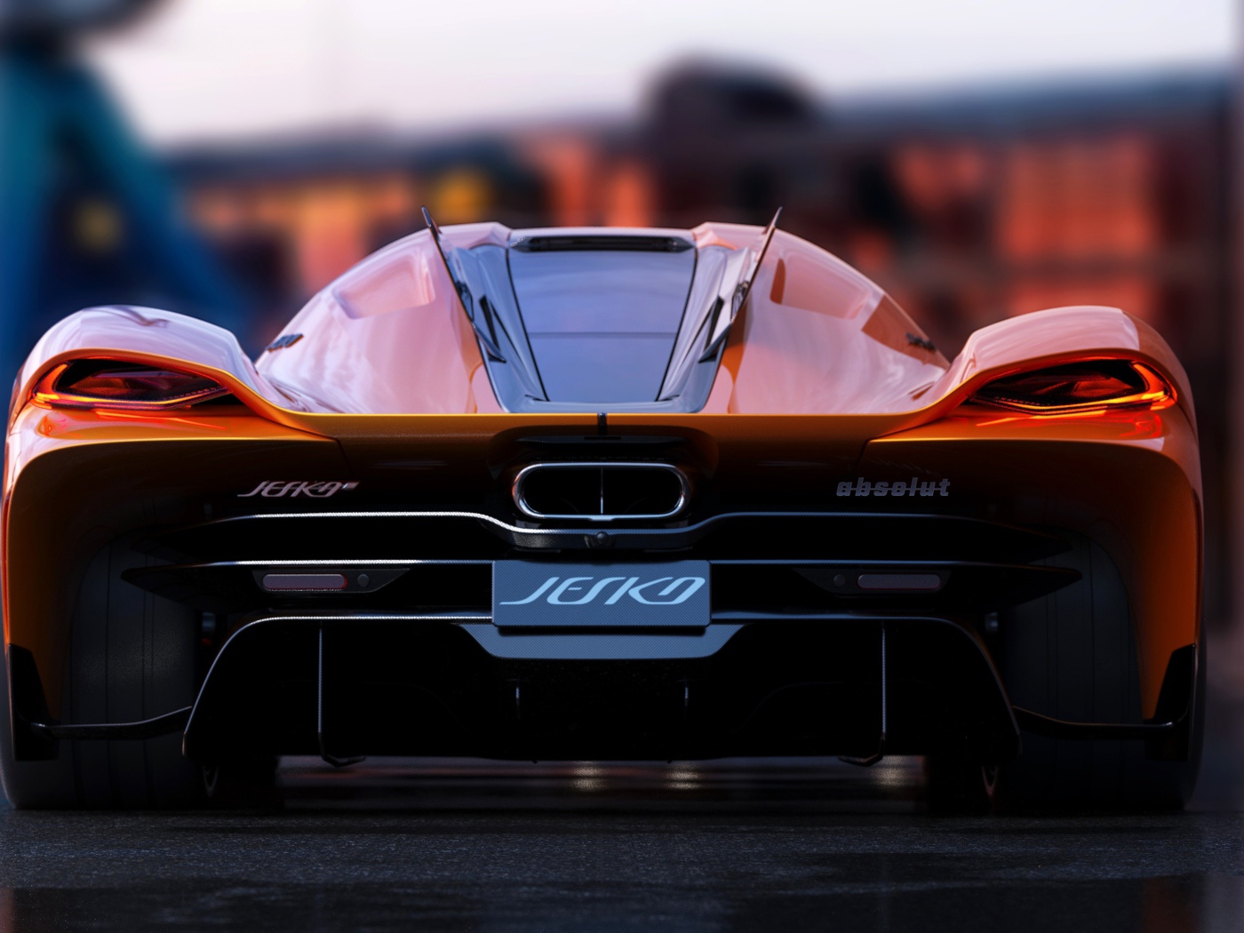 Быстрый автомобиль Koenigsegg Jesko Absolut 2020 года вид сзади