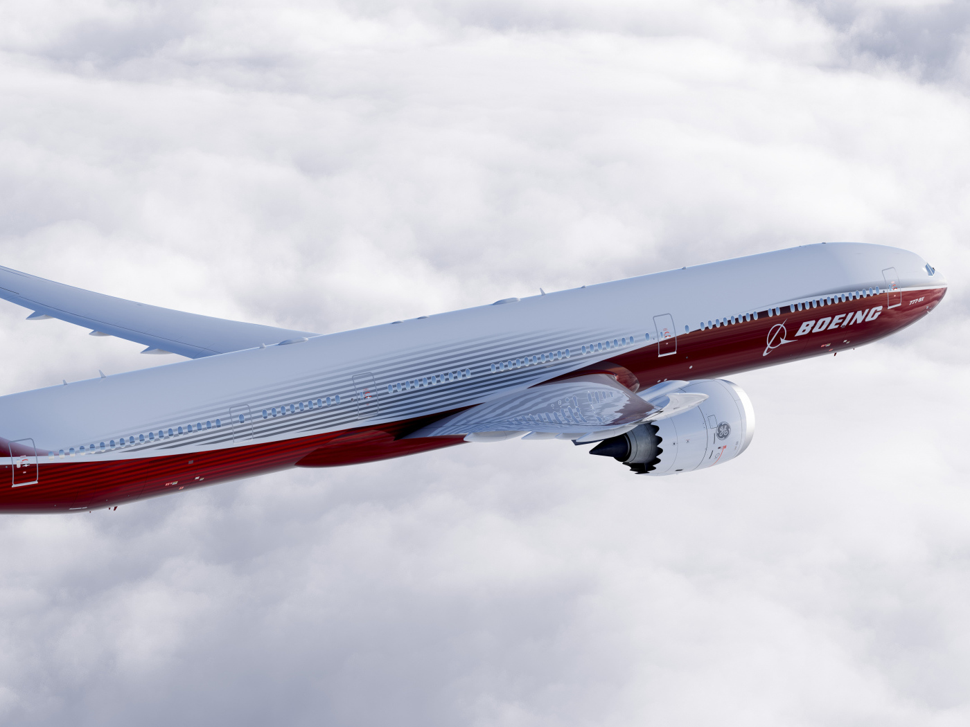 Большой пассажирский boeing 777 в небе 
