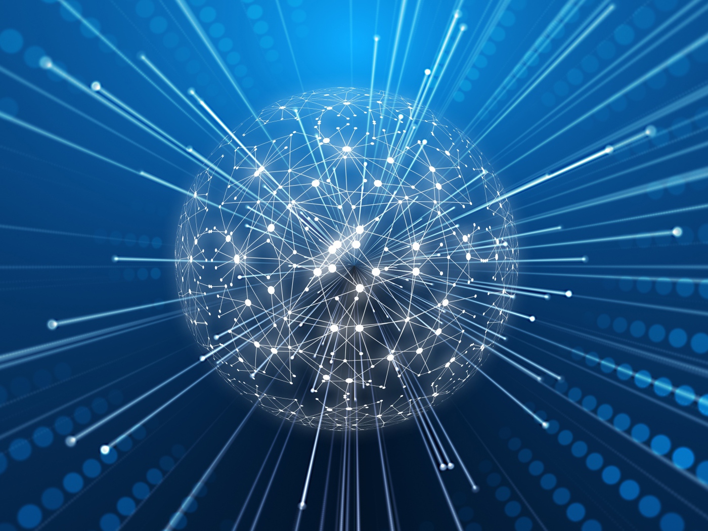 Шар из цифровой паутины на синем фоне