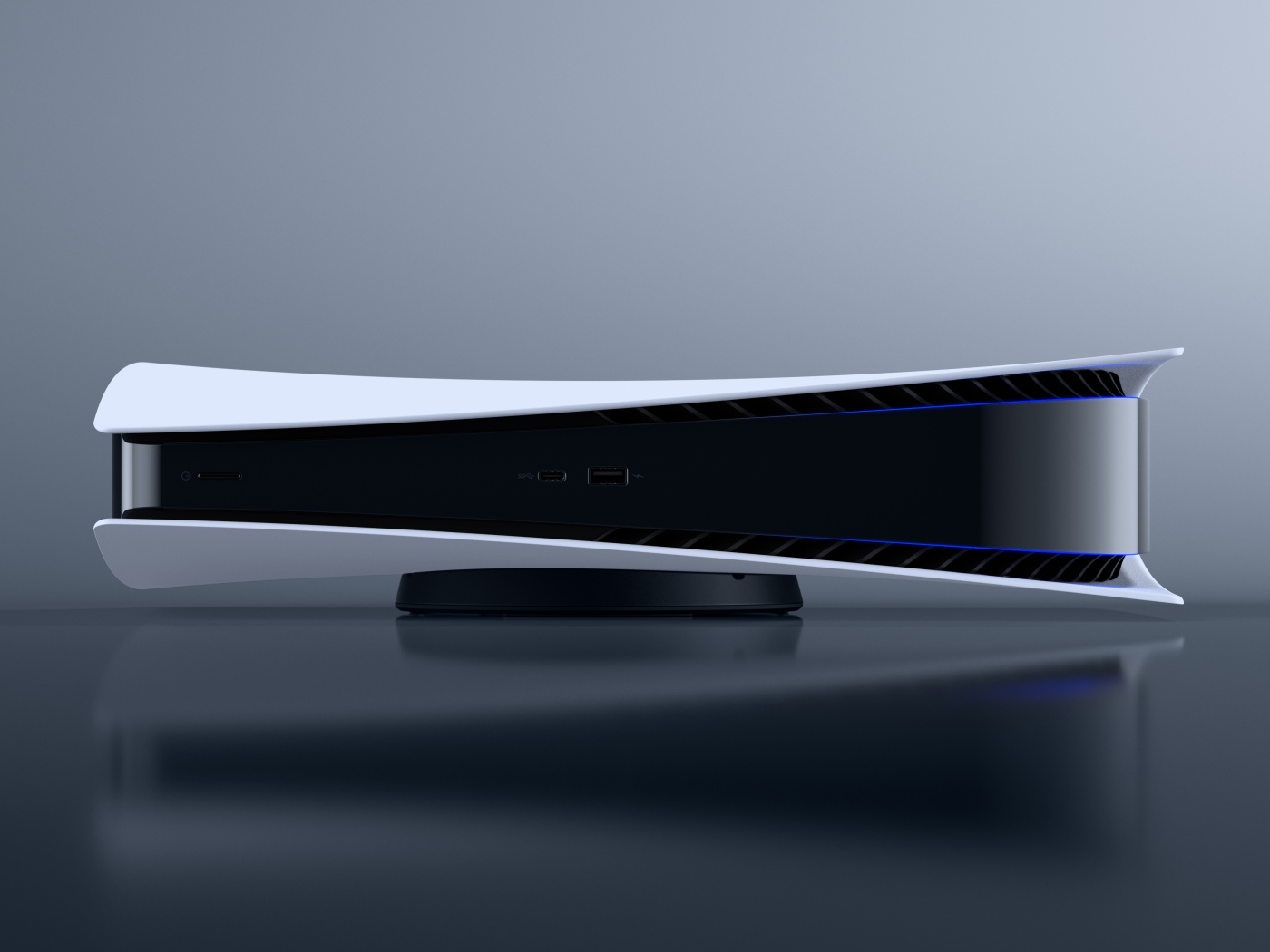 Игровая консоль Playstation 5 на сером фоне