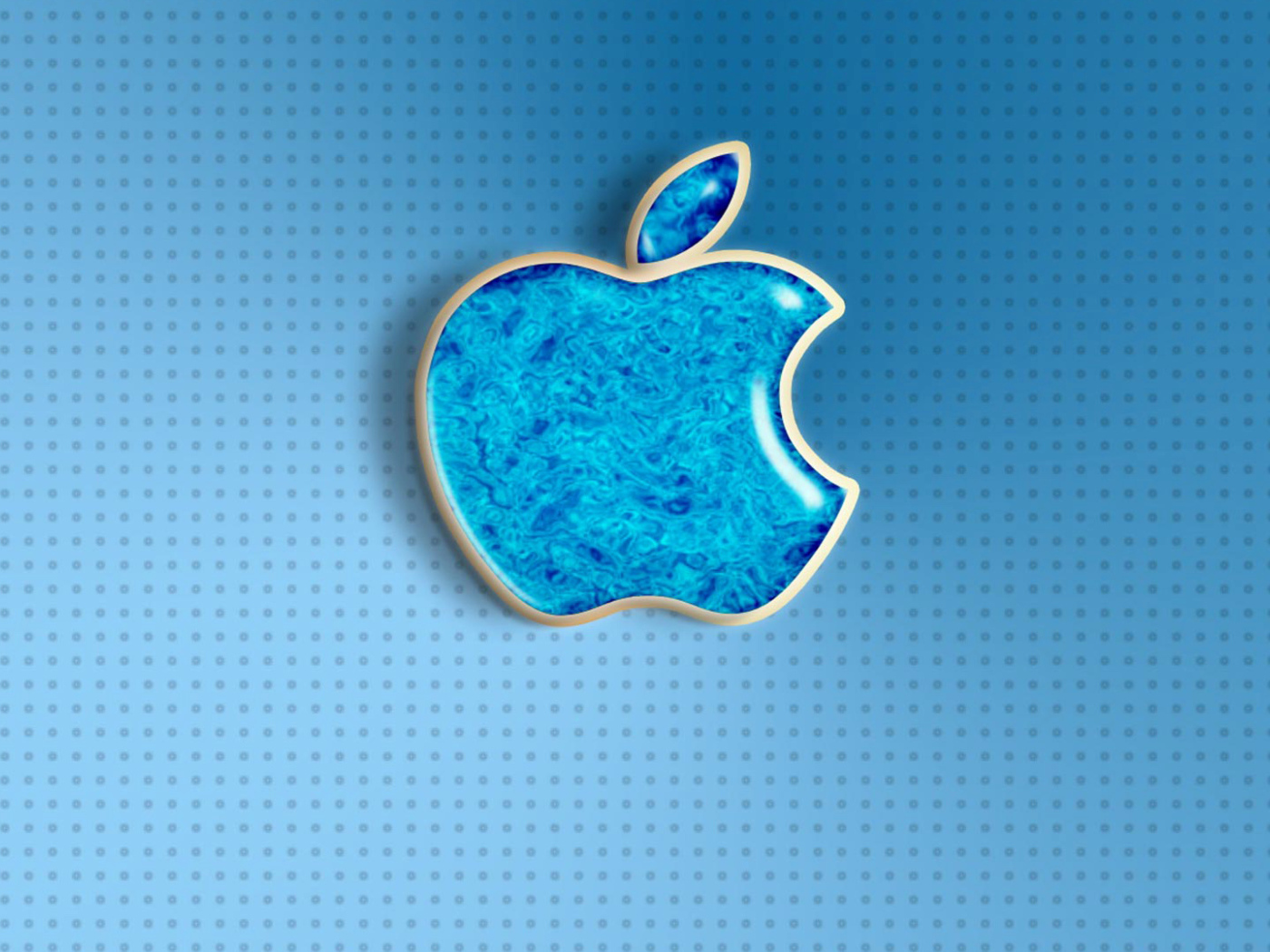 Blue apple icon on a background with dots.