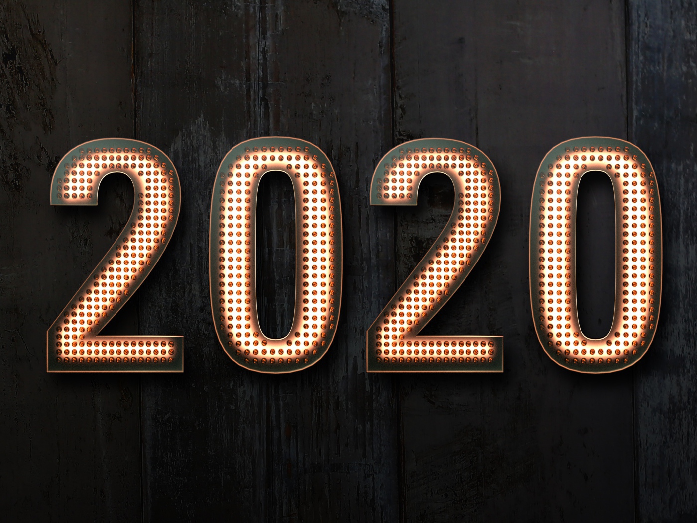 Красивые цифры 2020 на черном фоне