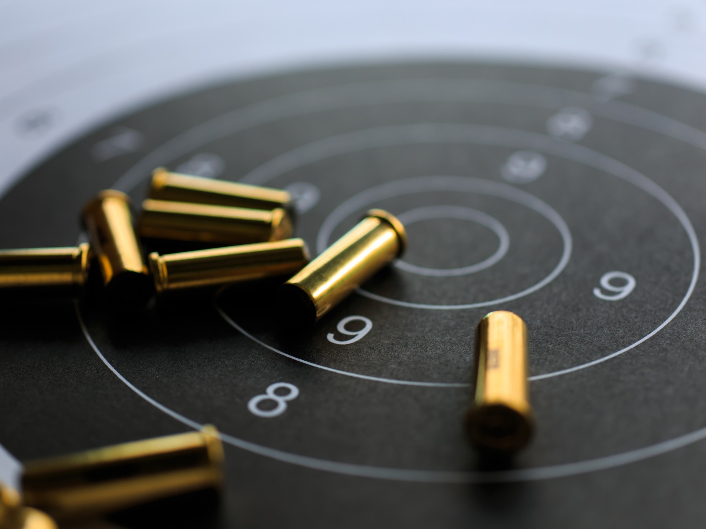 Мишень с патронами крупным планом 