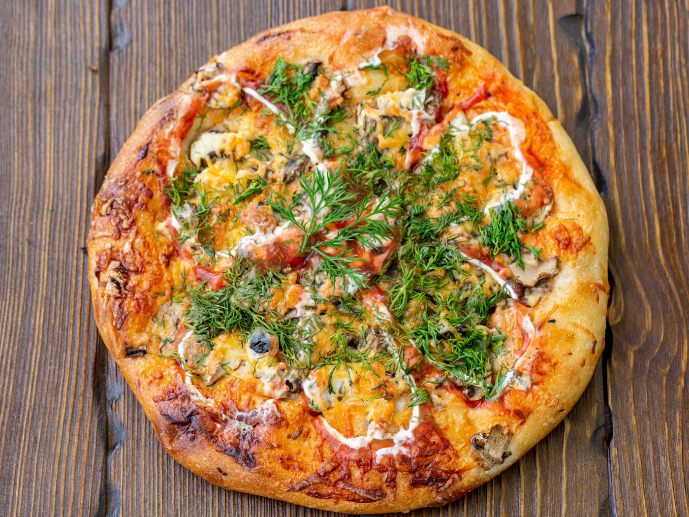 Delicious Fresh Hot Pizza with Dill