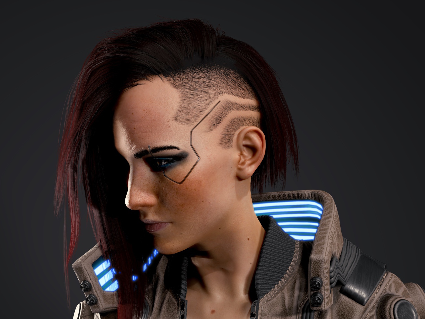 Девушка, солдат персонаж компьютерной игры Cyberpunk 2077