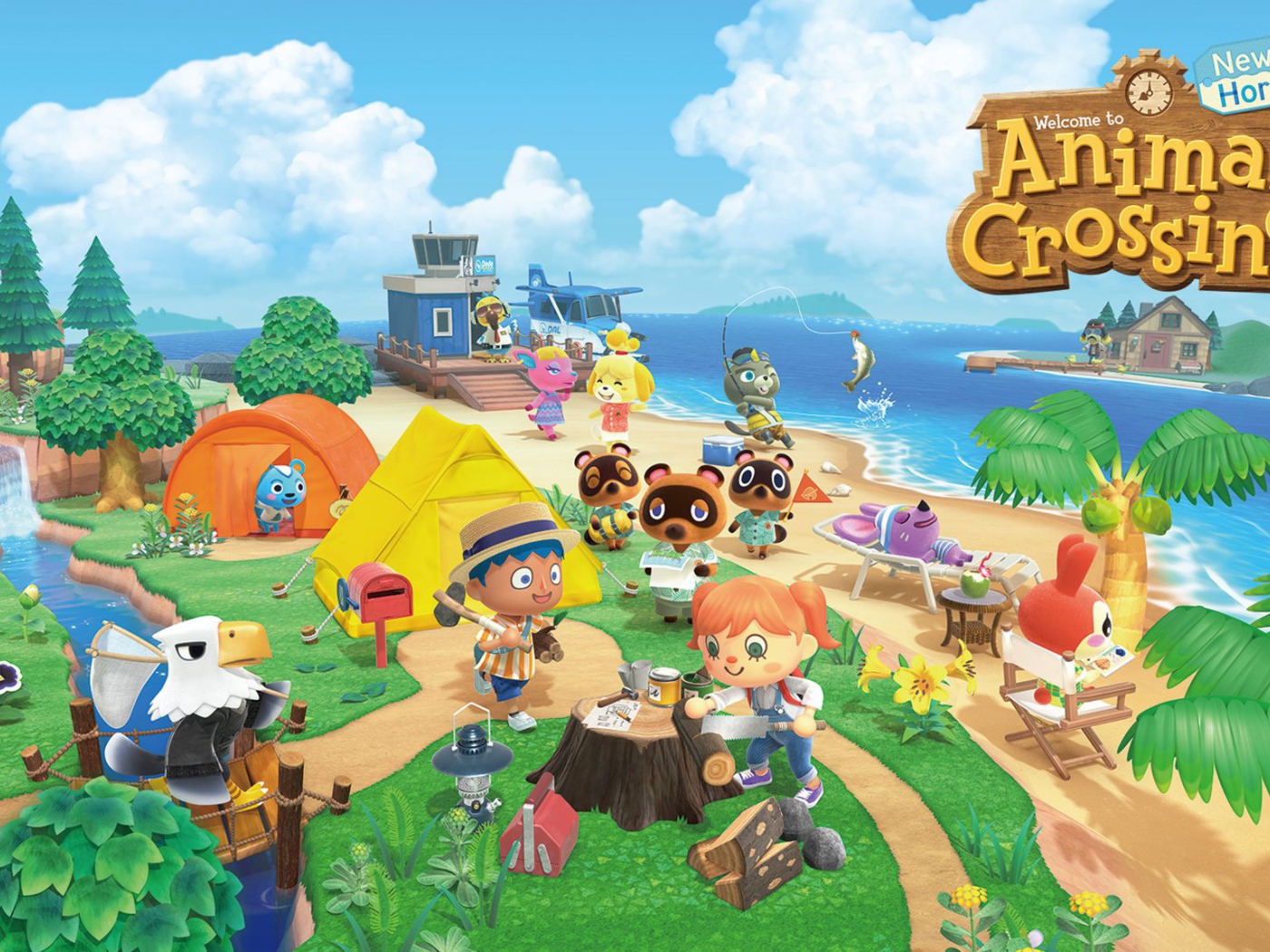Постер новой компьютерной игры Animal Crossing: New Horizons, 2020