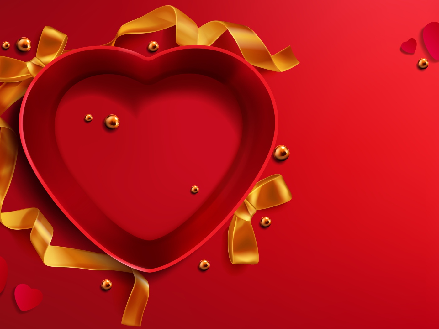 Красная коробка в форме сердца с бантом 