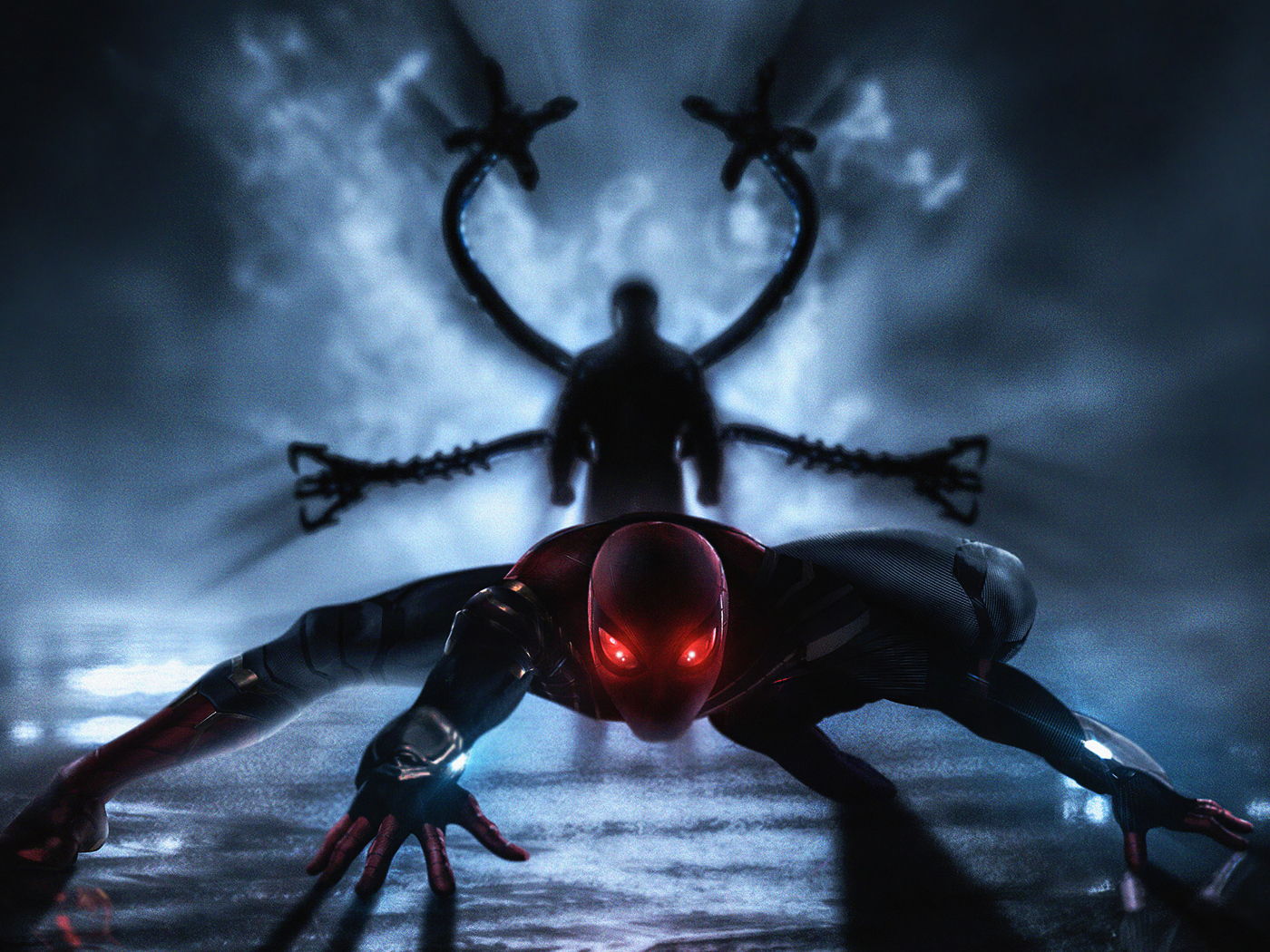 Супергерой спайдермен готовится в атаке