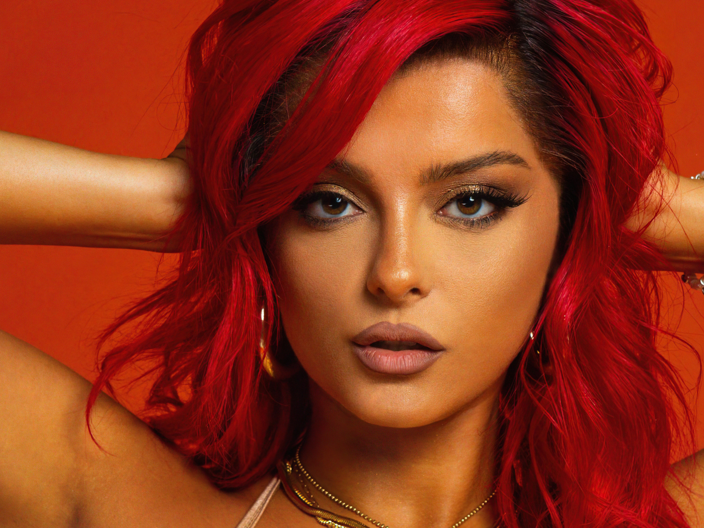 Американская певица Биби Рекса с красными волосами  крупным планом