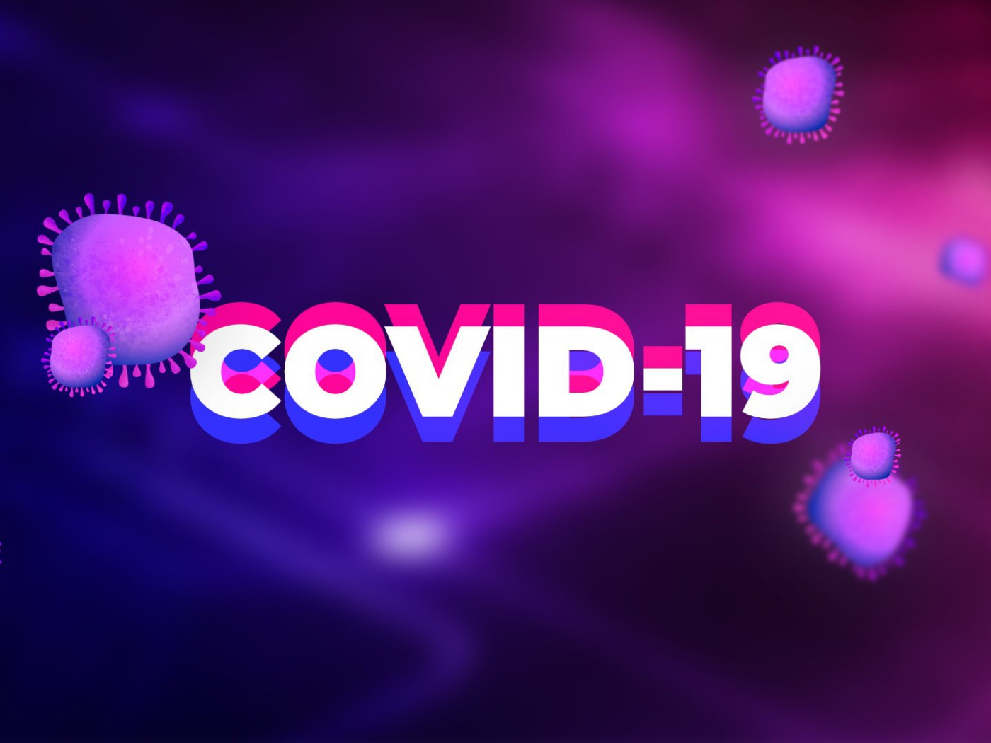 Надпись COVID-19 коронавирус на фиолетовом фоне