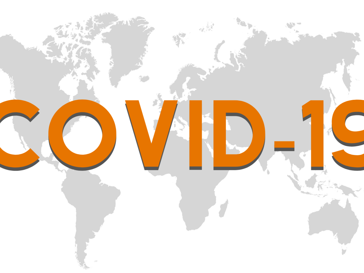 Большая надпись COVID 19 на фоне карты 