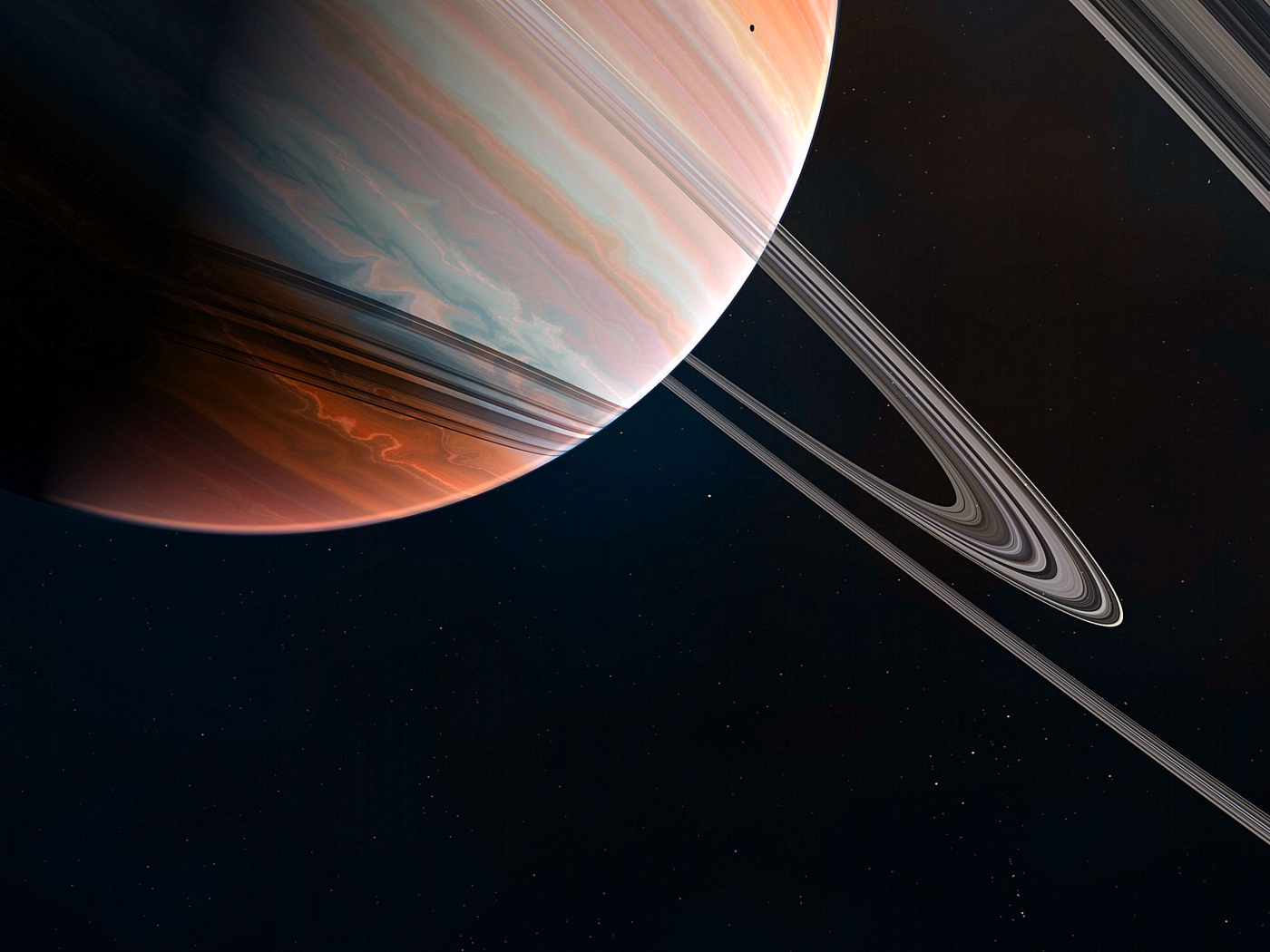 Большая планета Сатурн с кольцами крупным планом