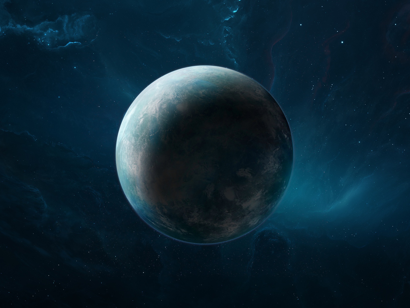 Большая планета Земля в голубом космосе 