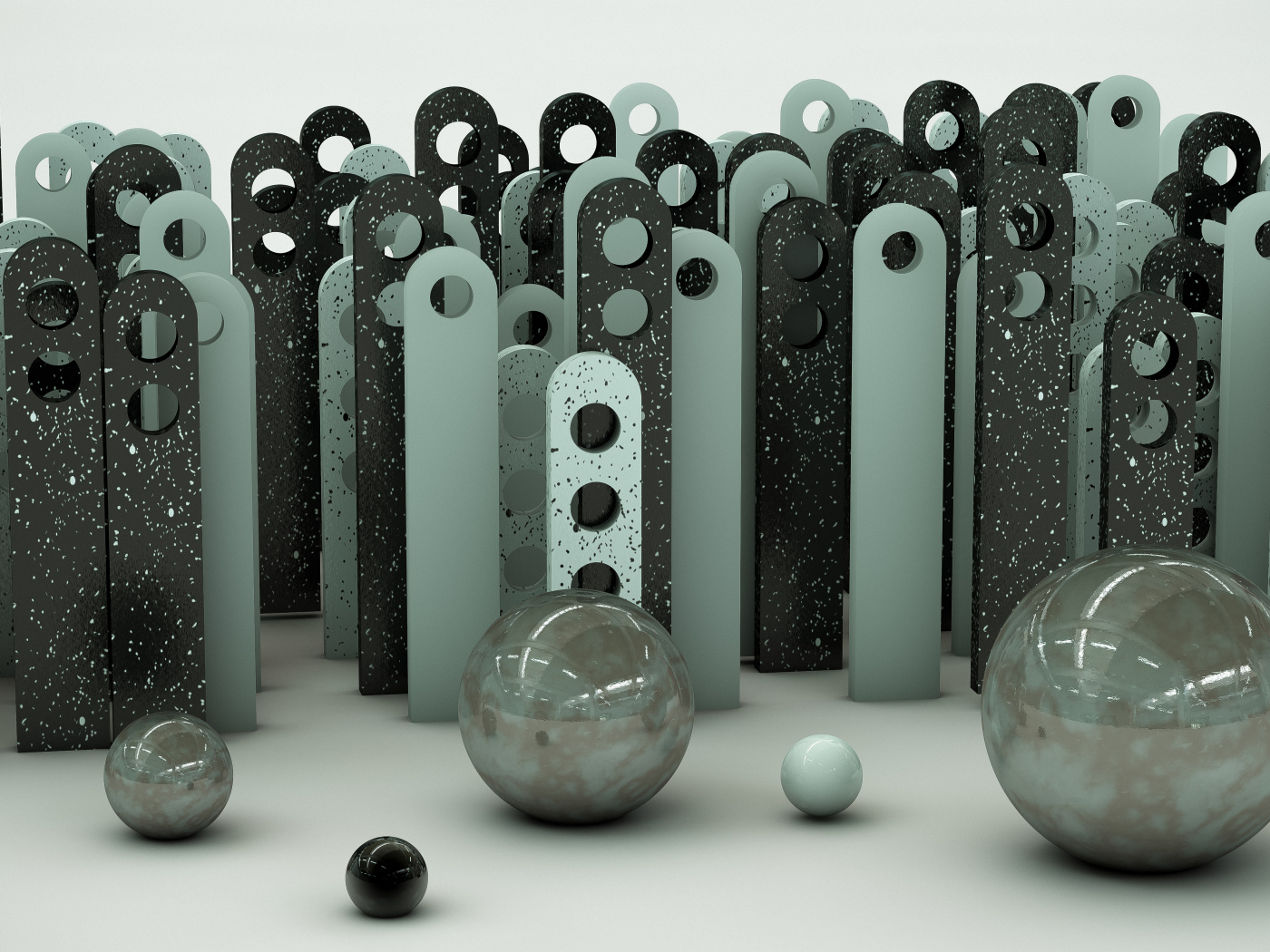 Шары 3д и железные планки 