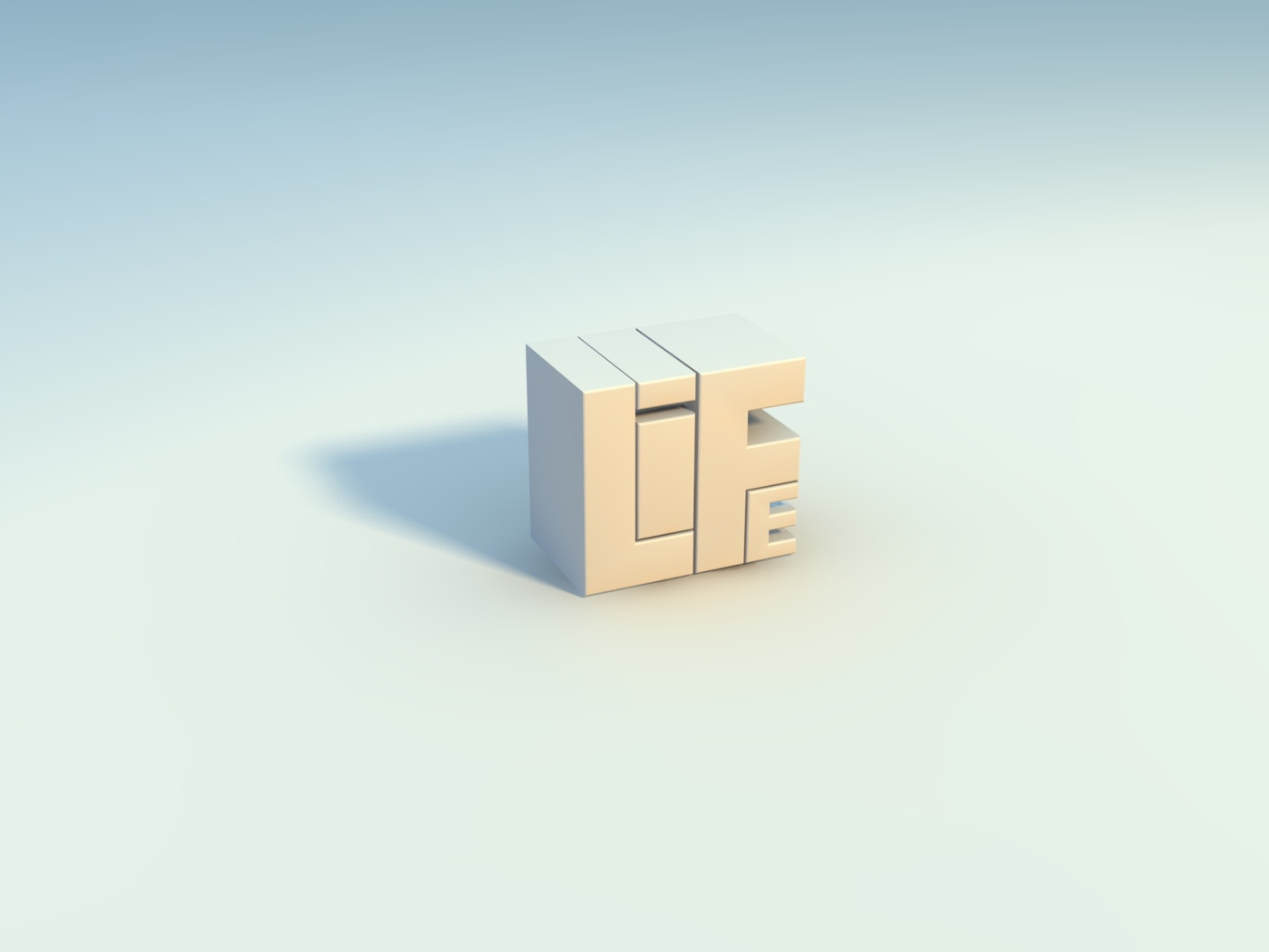 Белая геометрическая фигура 3д на голубом фоне