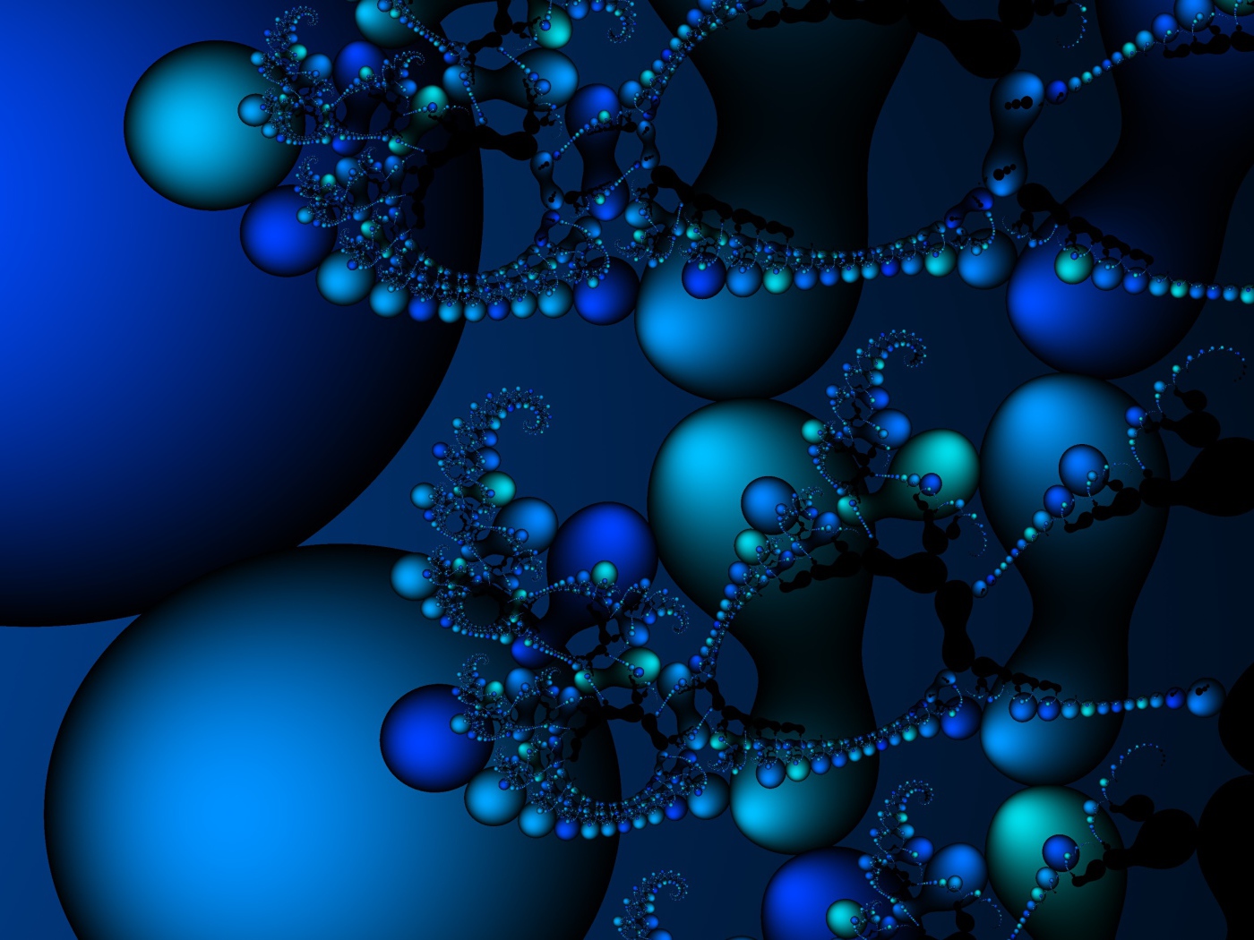 Шары разного размера в фрактальном рисунке