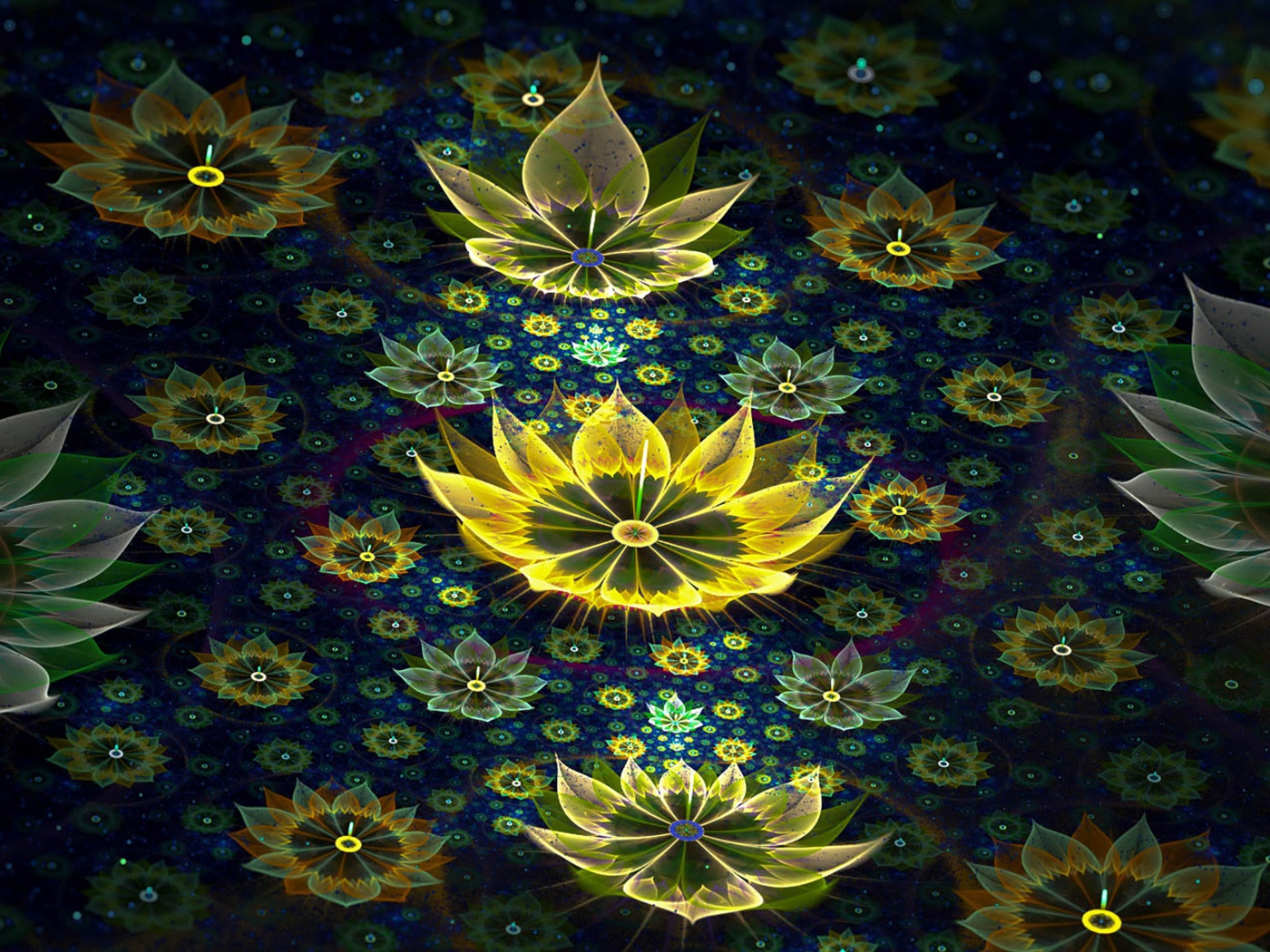 Красивые 3д цветы на черном фоне