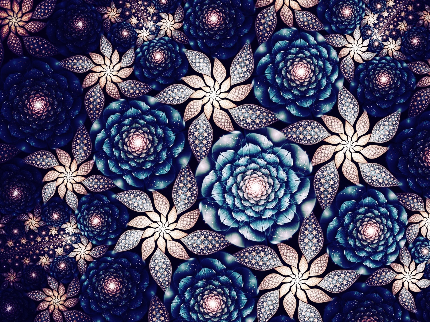 Красивые абстрактные цветы с неоновым свечением