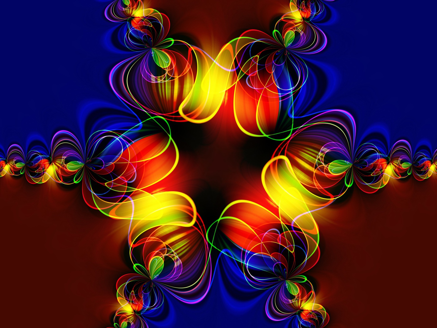 Красивый разноцветный симметричный цветок