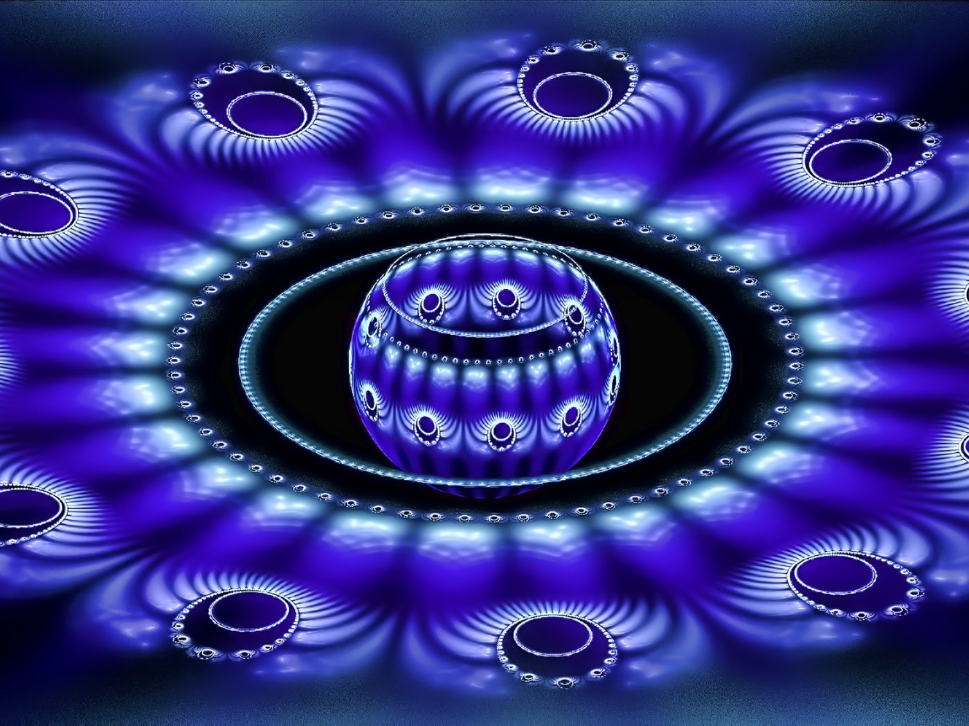 Синий цветок со сферой внутри 3д графика