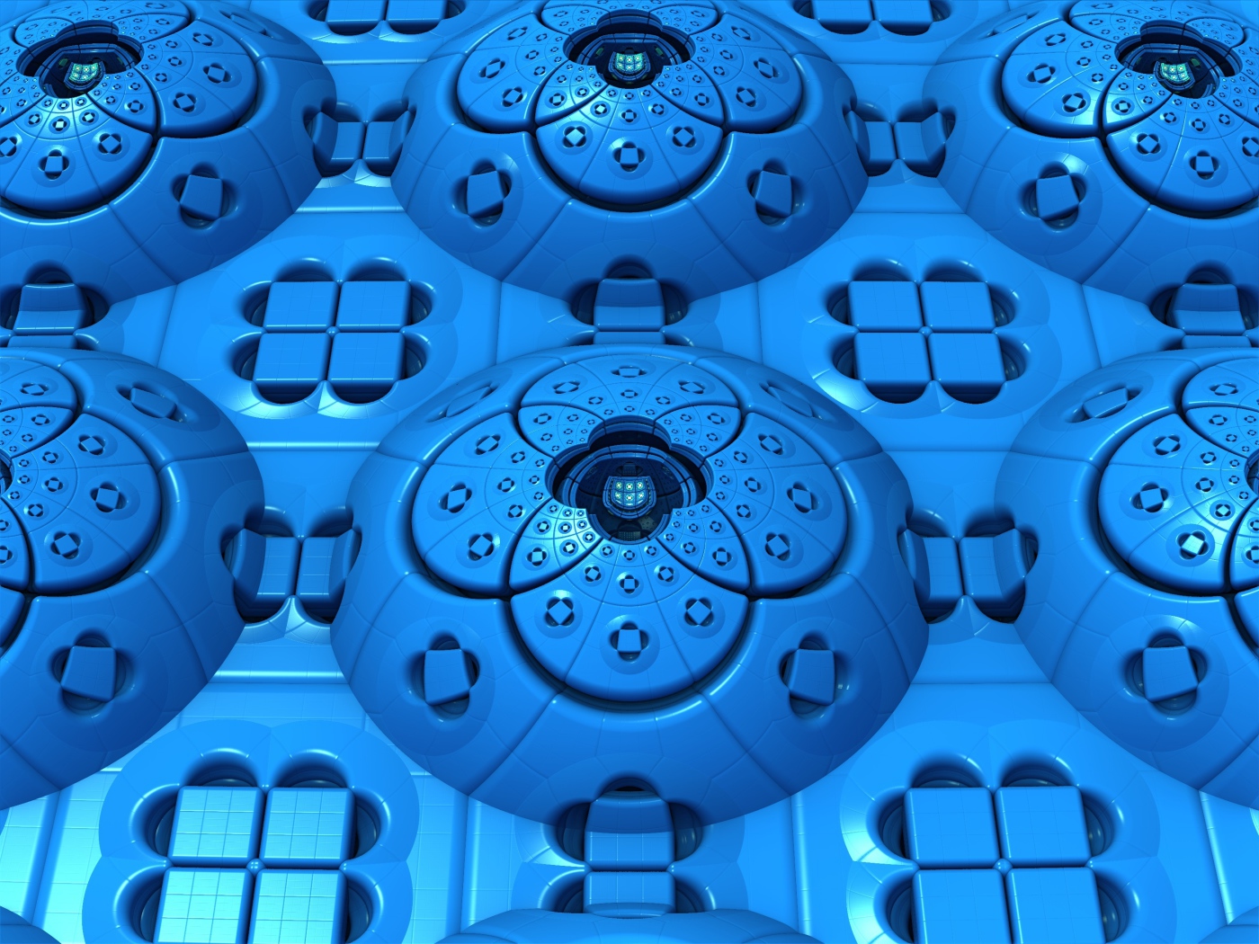 Голубые фрактальные цветочные узоры