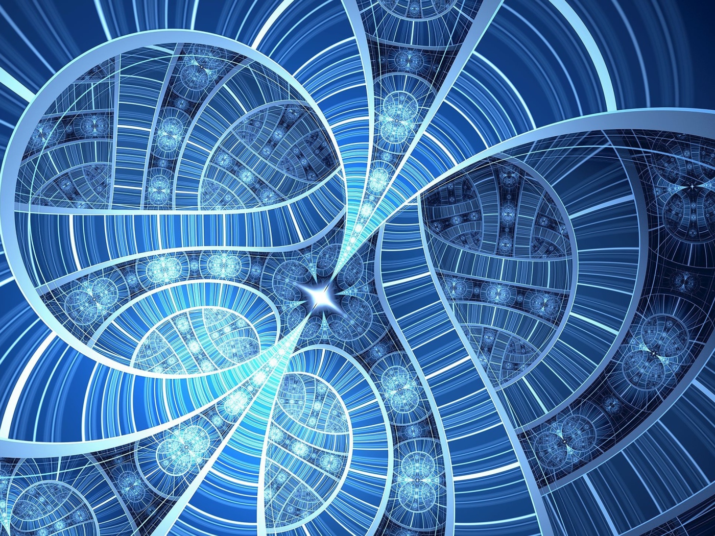 Голубой волнистый фрактальный узор