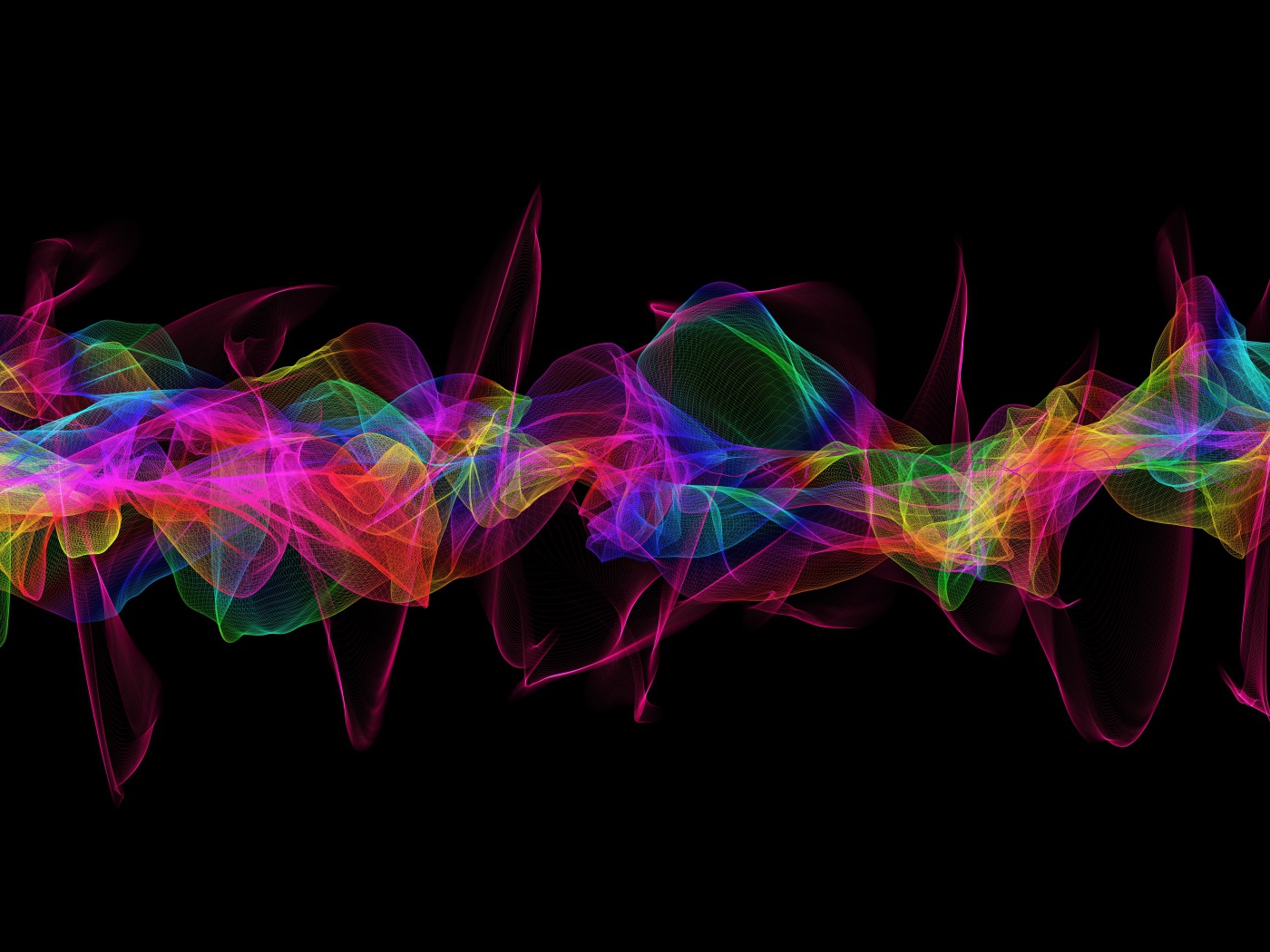 Красочные яркие абстрактные волны на черном фоне