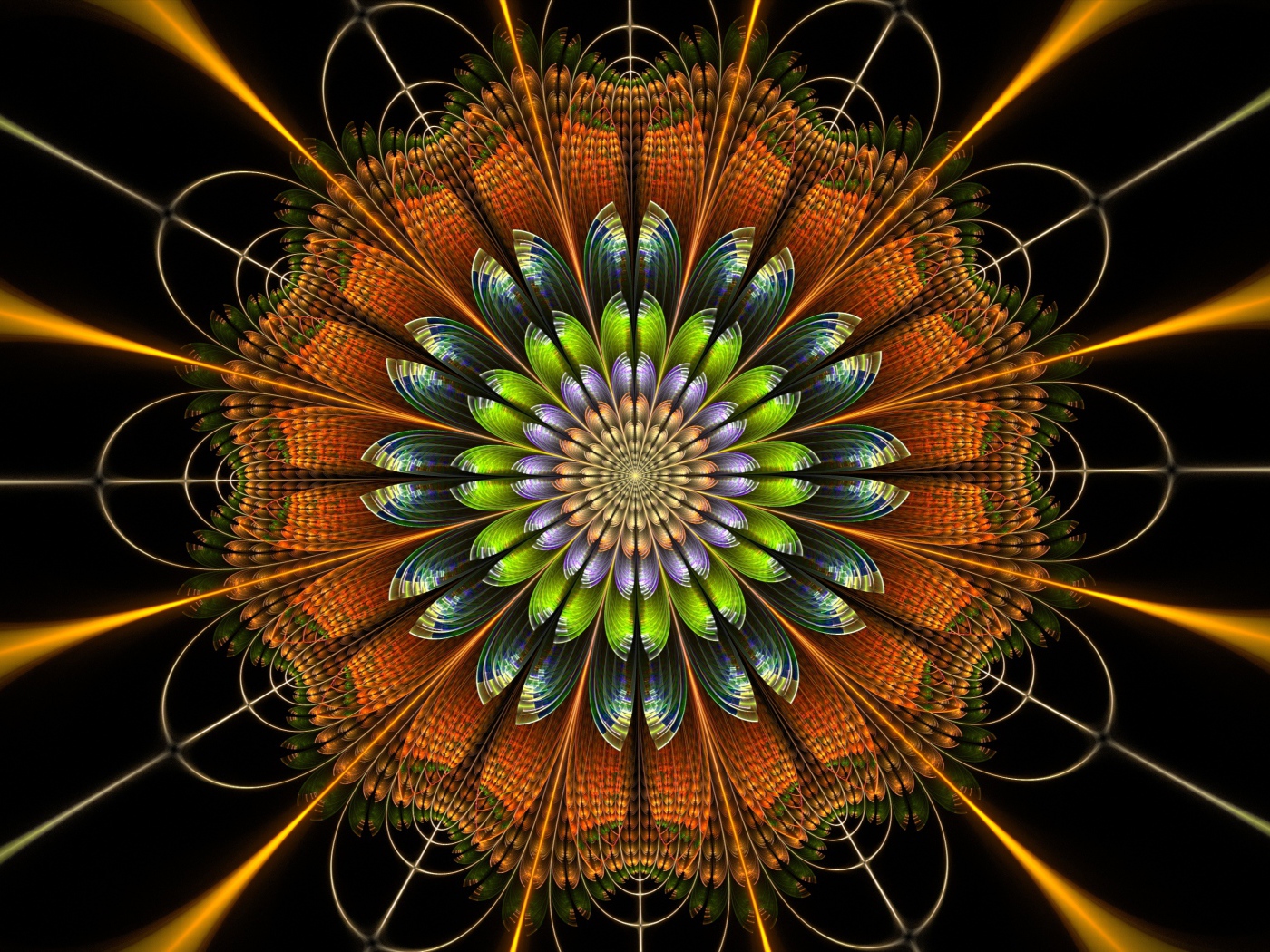 Цифровой цветок мандала крупным планом