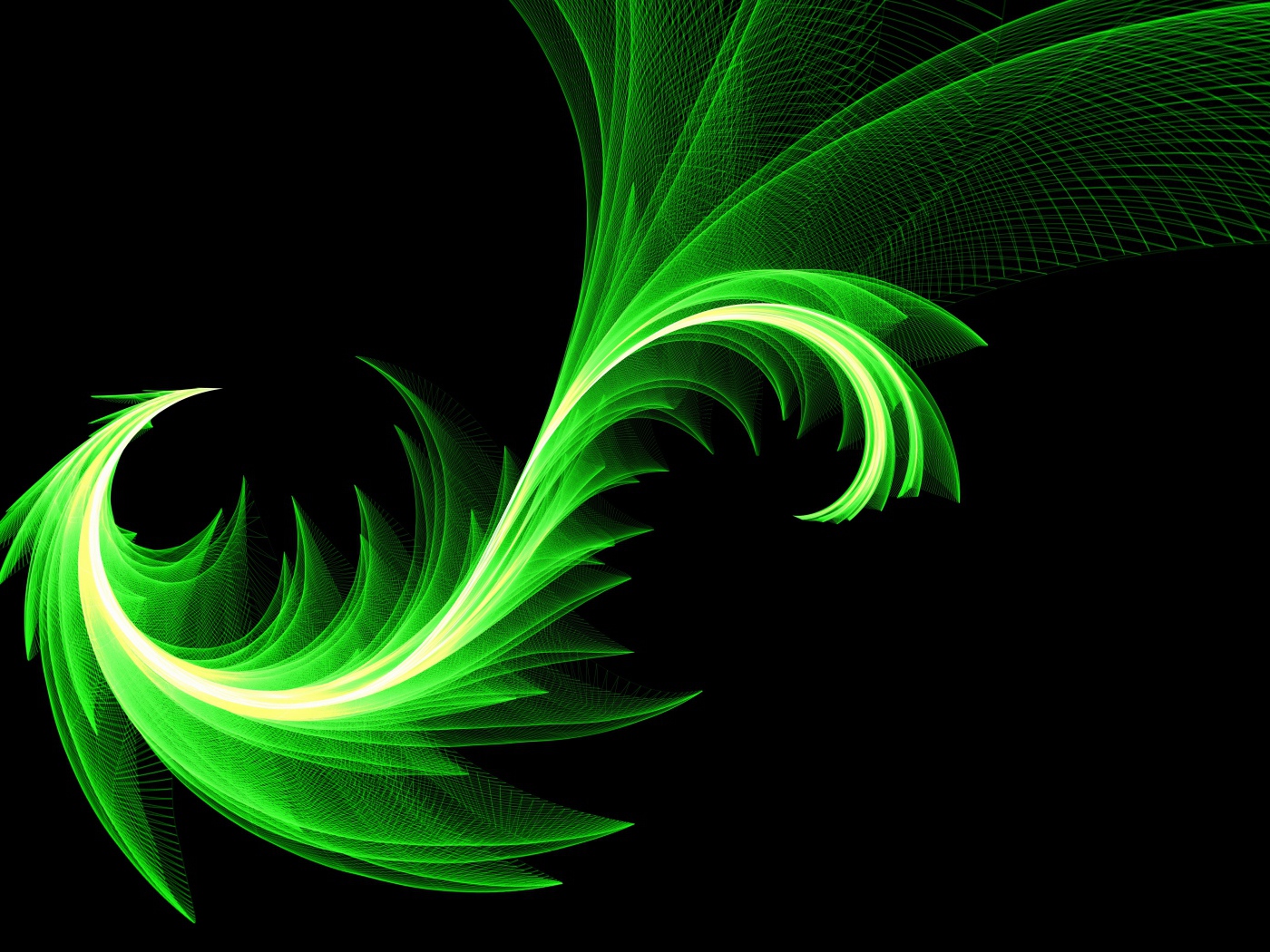 Зеленый волнистый абстрактный узор на черном фоне