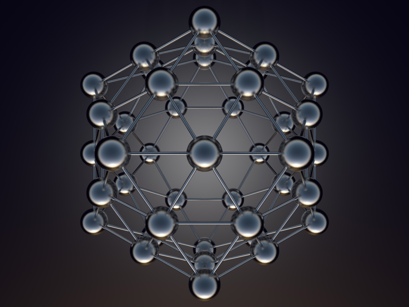 Икосаэдральная модель на сером фоне 3д графика
