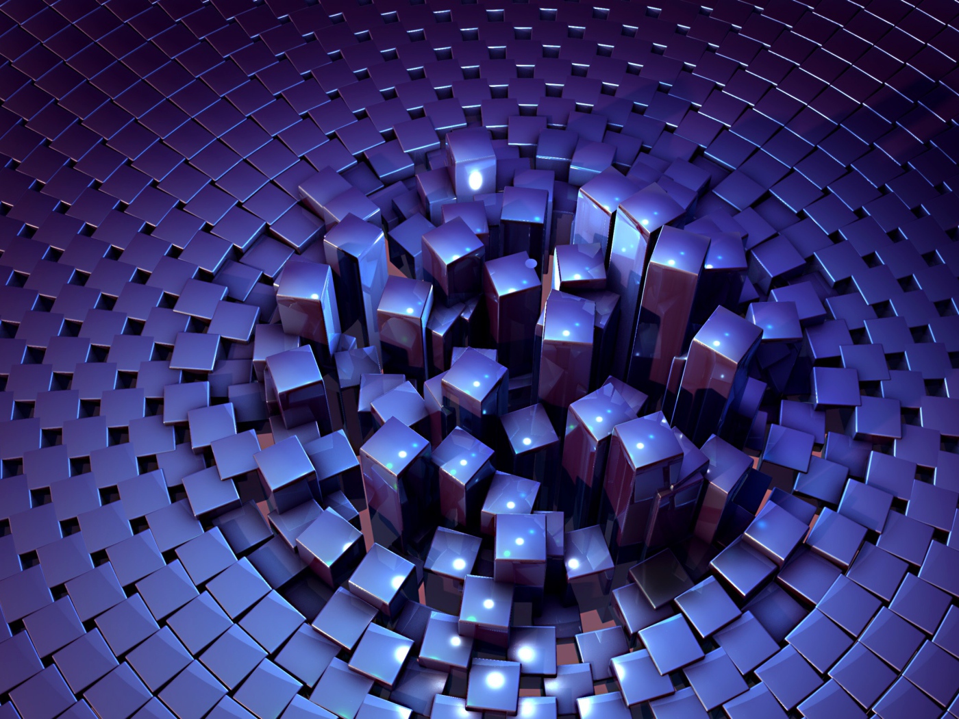 Много фиолетовых кубов 3д графика