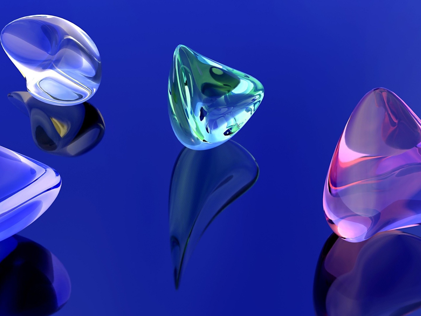 Разноцветные кристаллы на синем фоне 3д графика