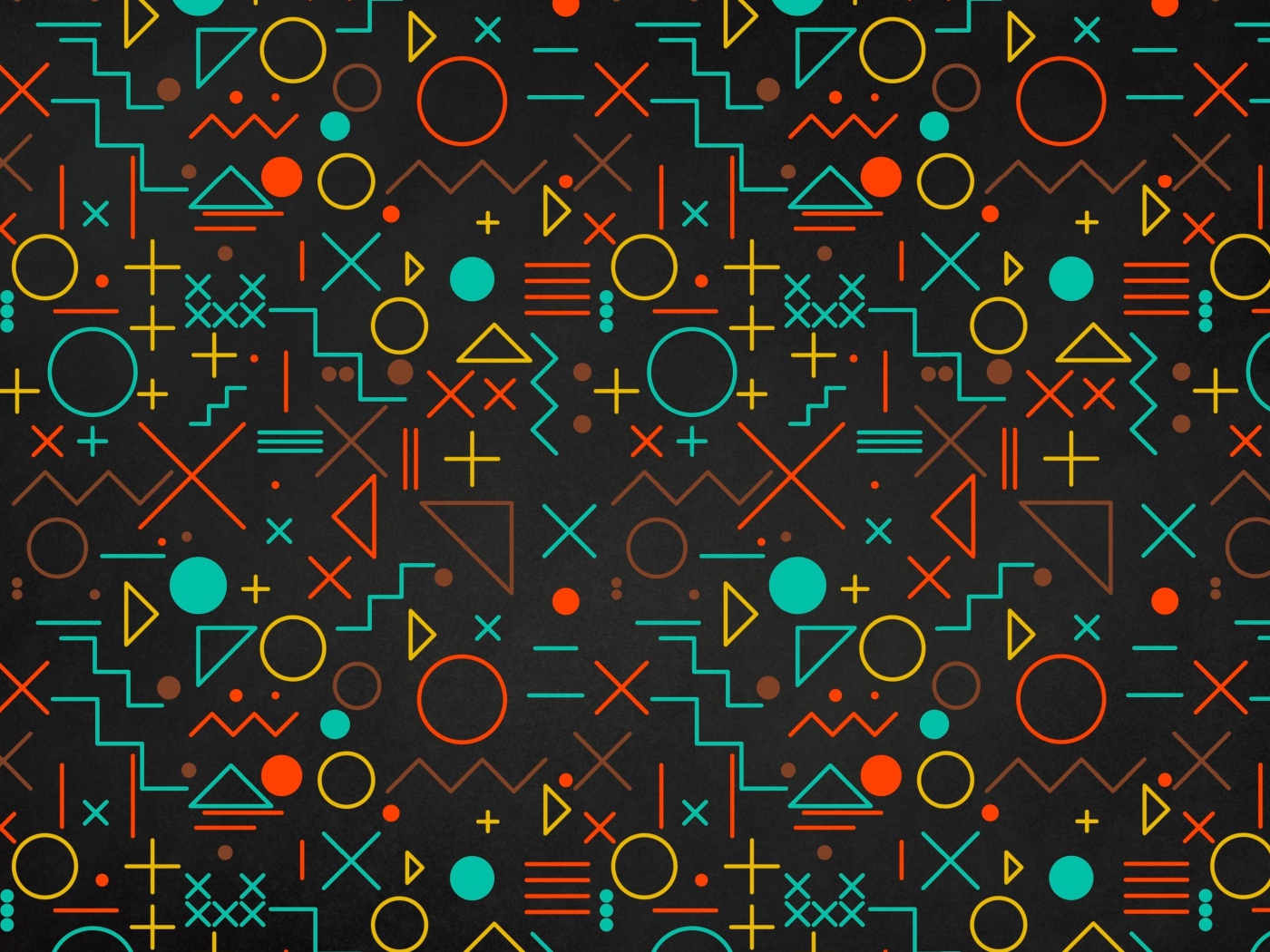 Разноцветные геометрические фигуры на черном фоне