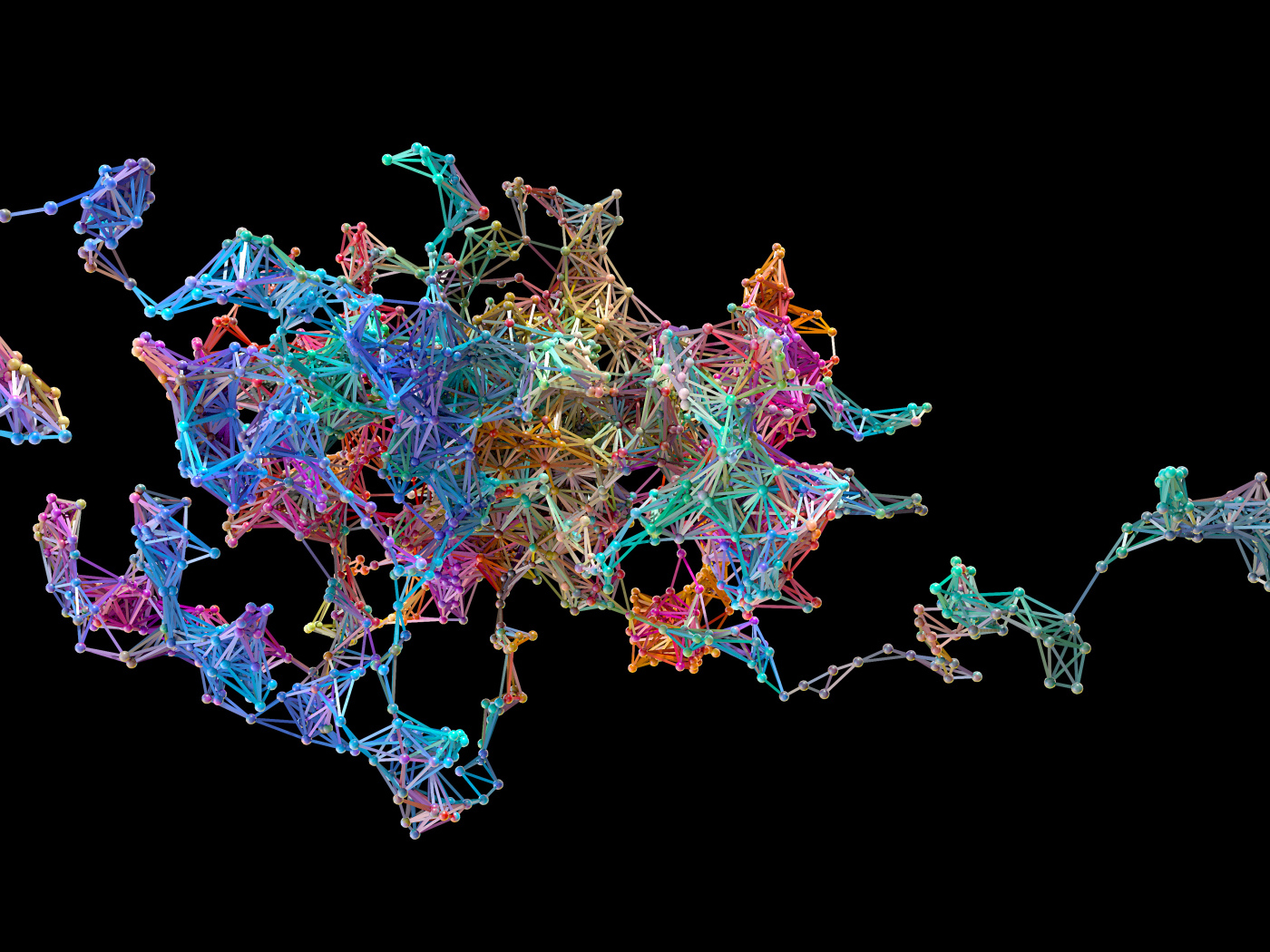 Разноцветные нейронные связи на черном фоне 