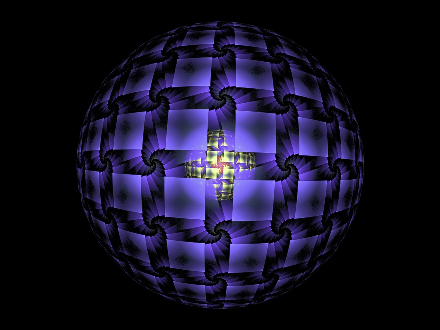 Фиолетовая сфера на черном фоне фрактал