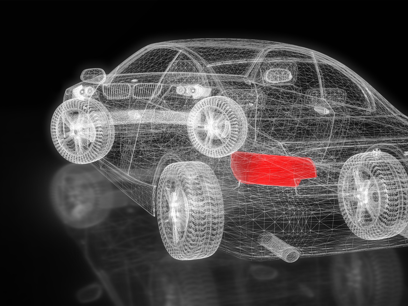 Трехмерная модель автомобиля на черном фоне