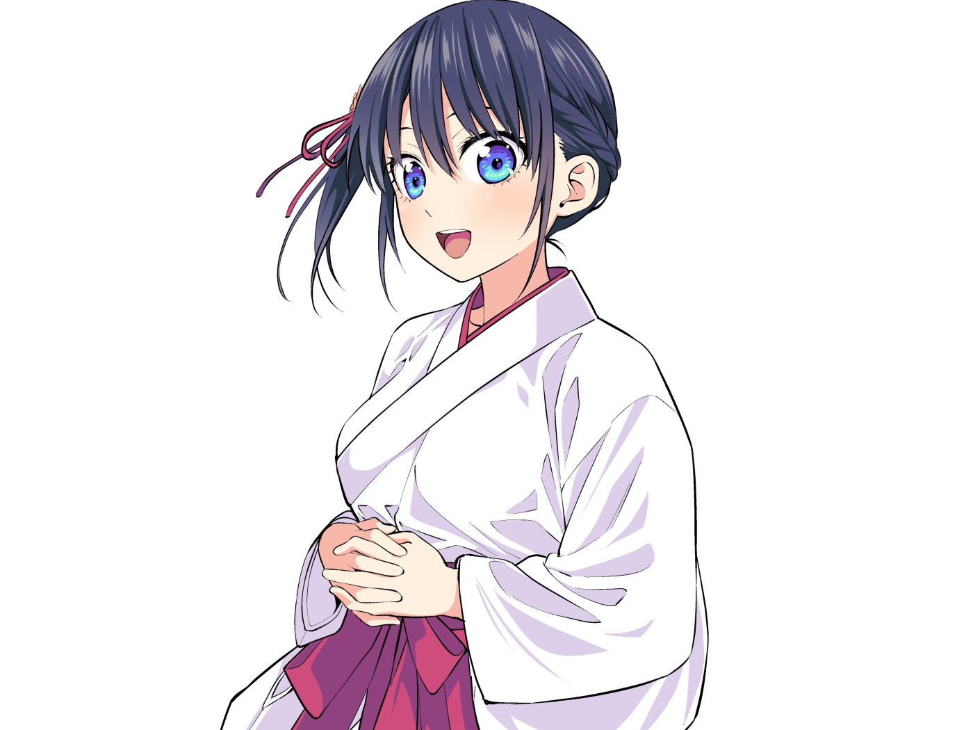 Персонаж Nagisa Minase аниме  Kanojo mo Kanojo на белом фоне в кимоно 