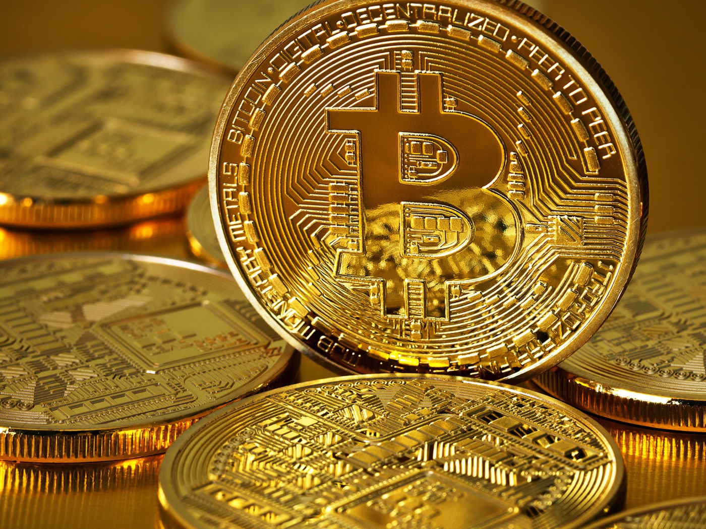 Big bitcoin coin close up