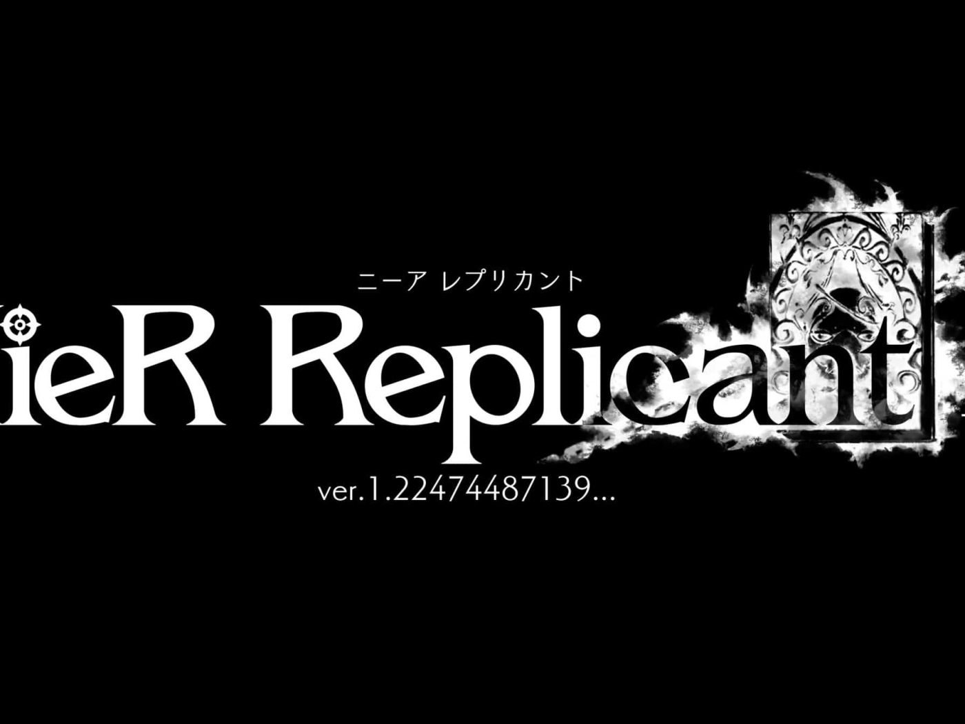 Логотип новой ролевой игры NieR Replicant ver.1.22474487139 на черном фоне