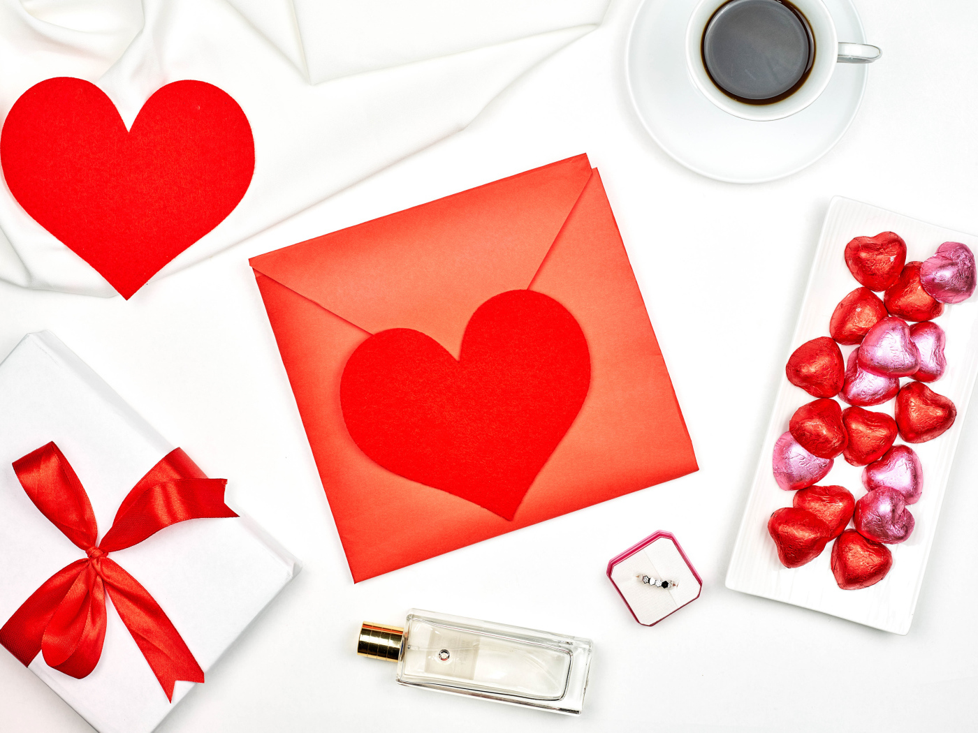 Letter and gifts for the girl on Valentine's day