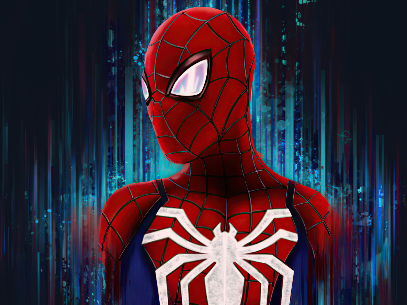 Spiderman on a blue background close up Desktop wallpapers 1400x1050