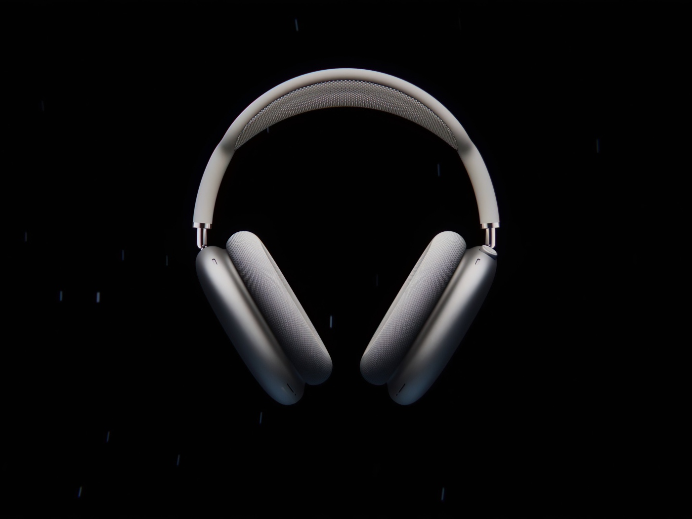 Серые наушники  AirPods Max на черном фоне