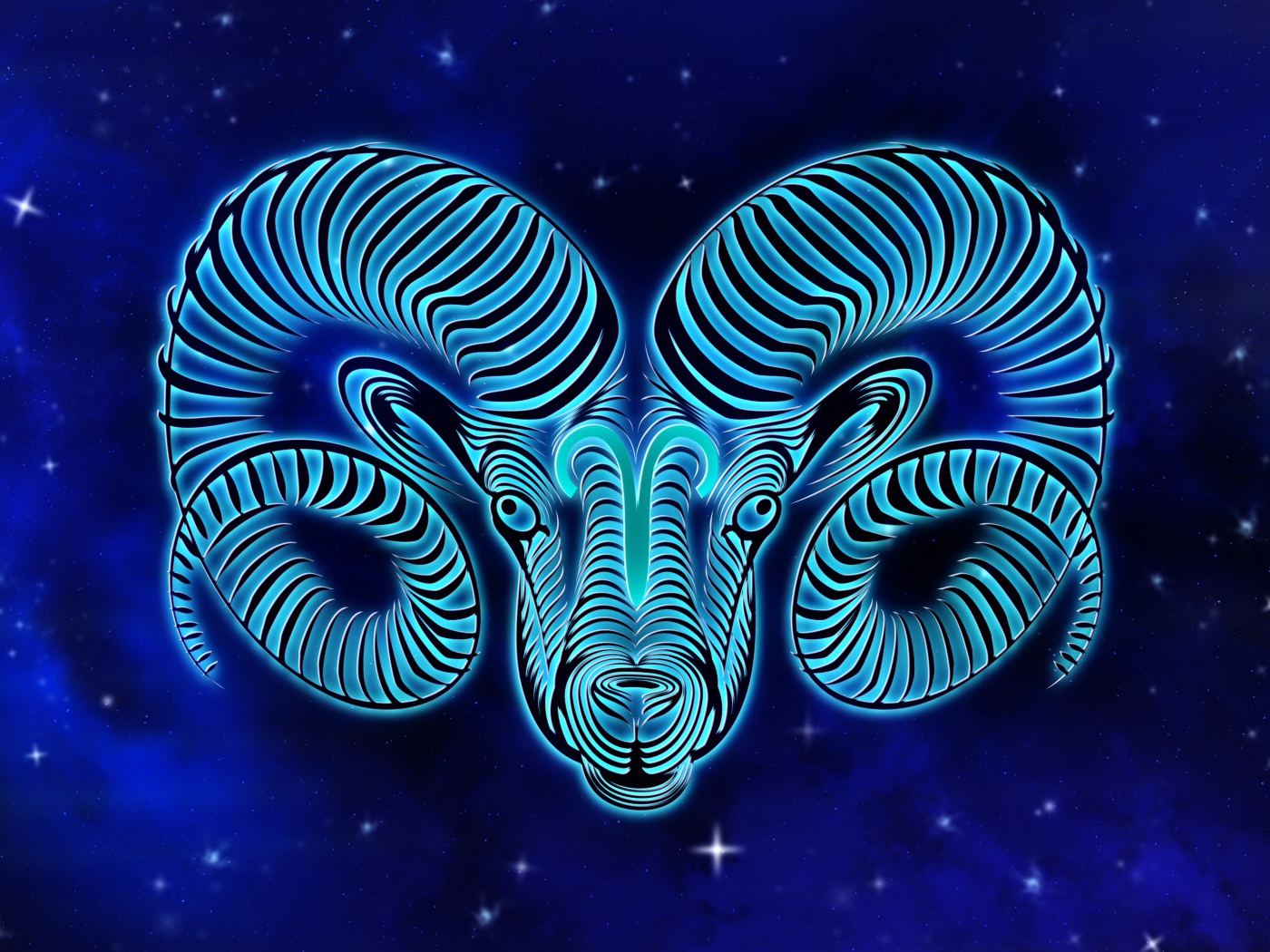 Красивый знак зодиака овен на синем фоне