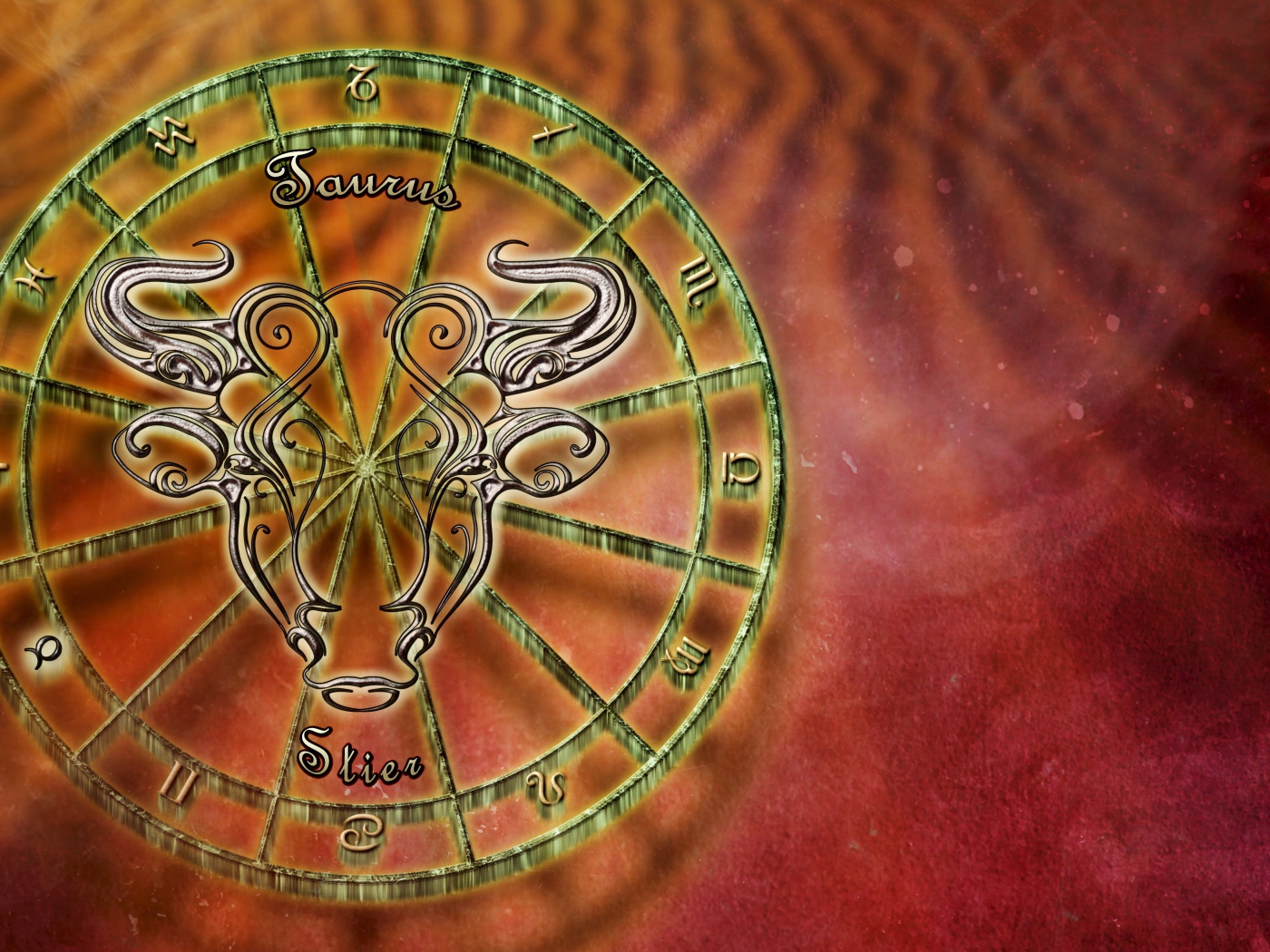 Зодиакальный знак телец на оранжевом фоне