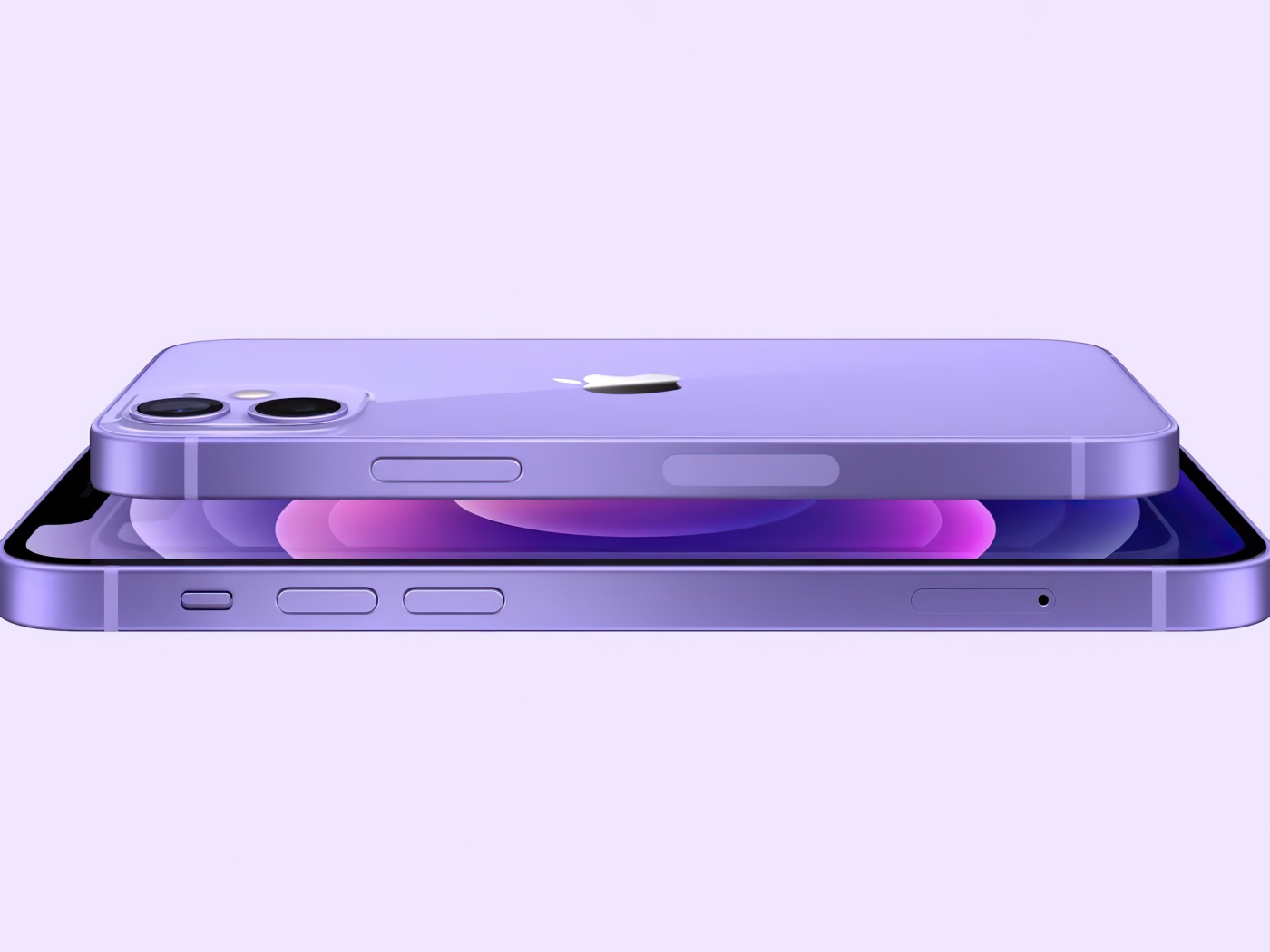Фиолетовый  iPhone 12 Mini на белом фоне