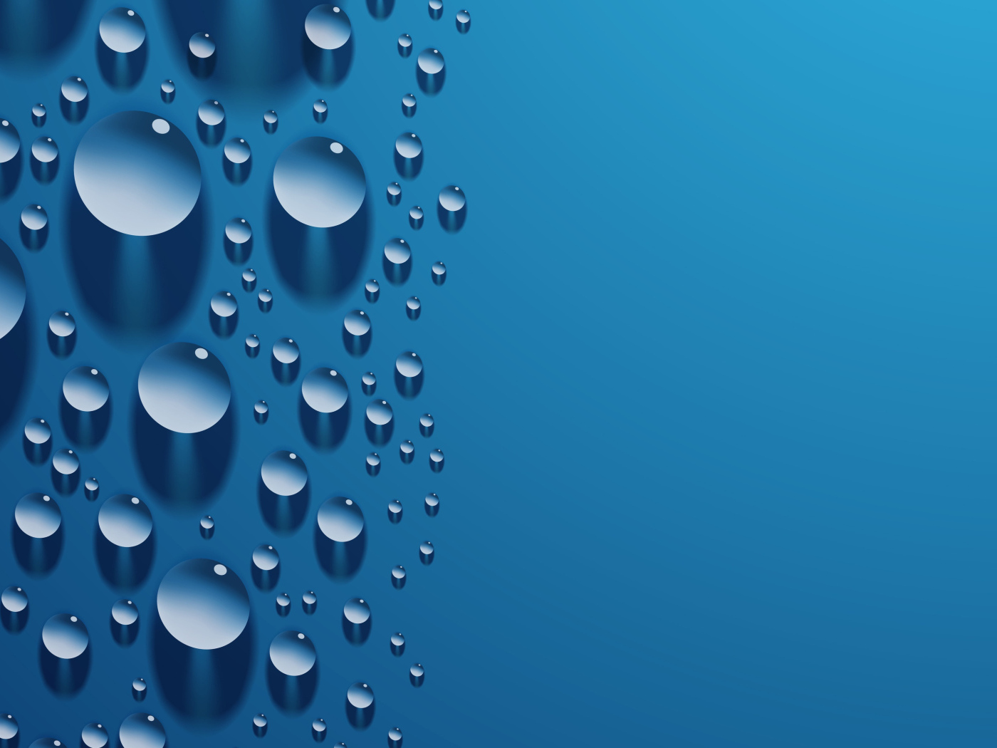 Капли 3д на голубой поверхности